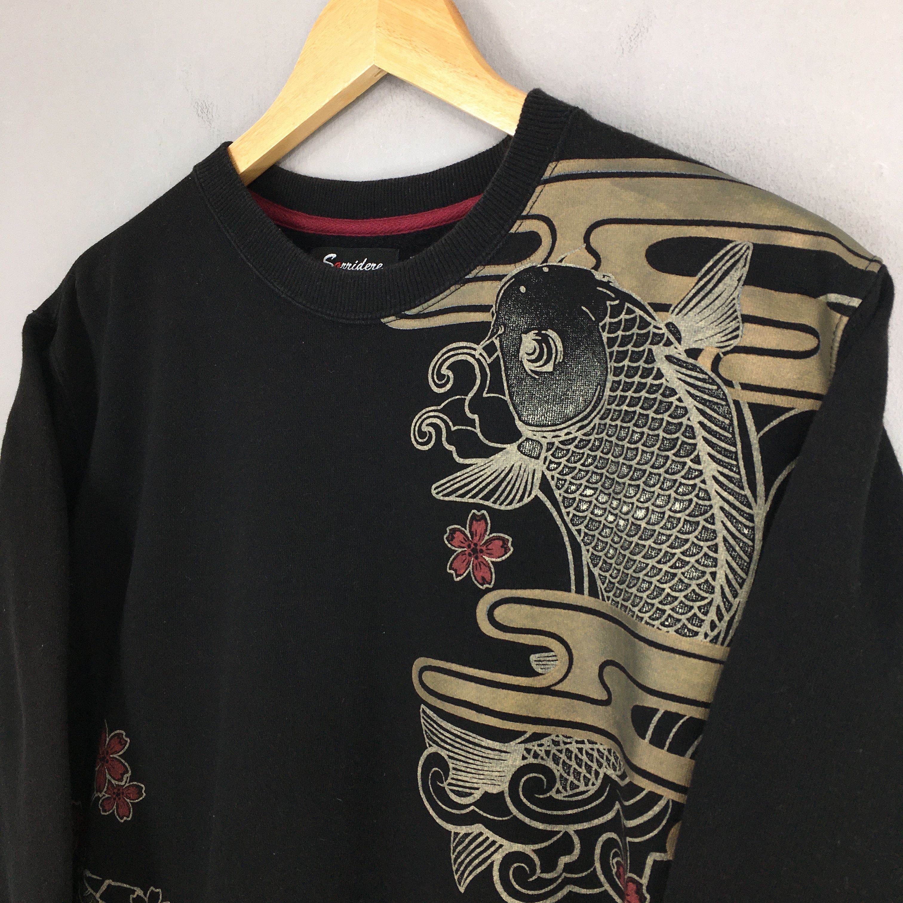 Japanese Brand × Vintage Fish Koi Sakura Blossom Sukajan Japan Sweater Medium Size US M / EU 48-50 / 2 - 3 Thumbnail