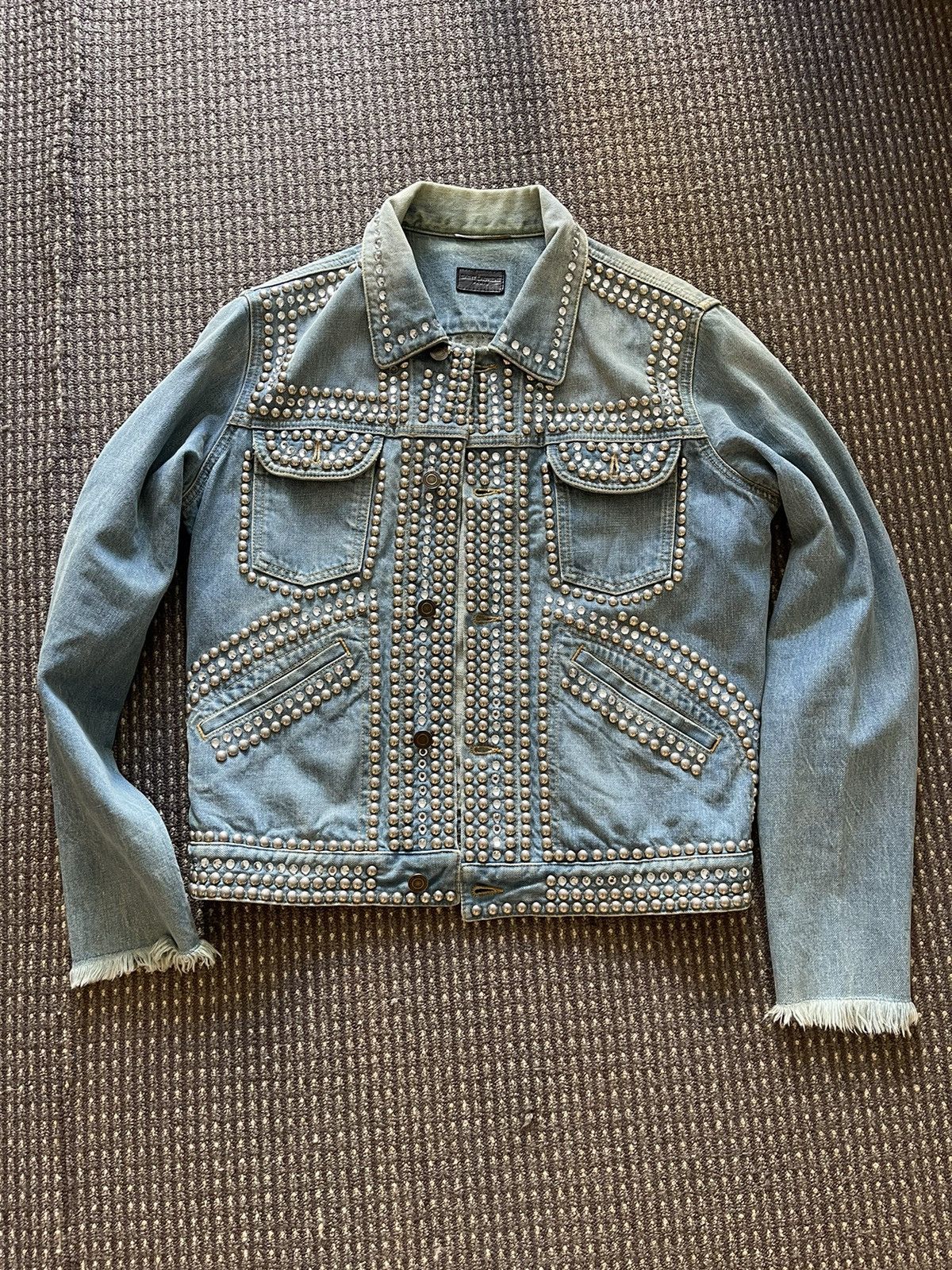 Saint Laurent Paris 16SS Crystal&Studded Denim Jacket Size US M / EU 48-50 / 2 - 1 Thumbnail