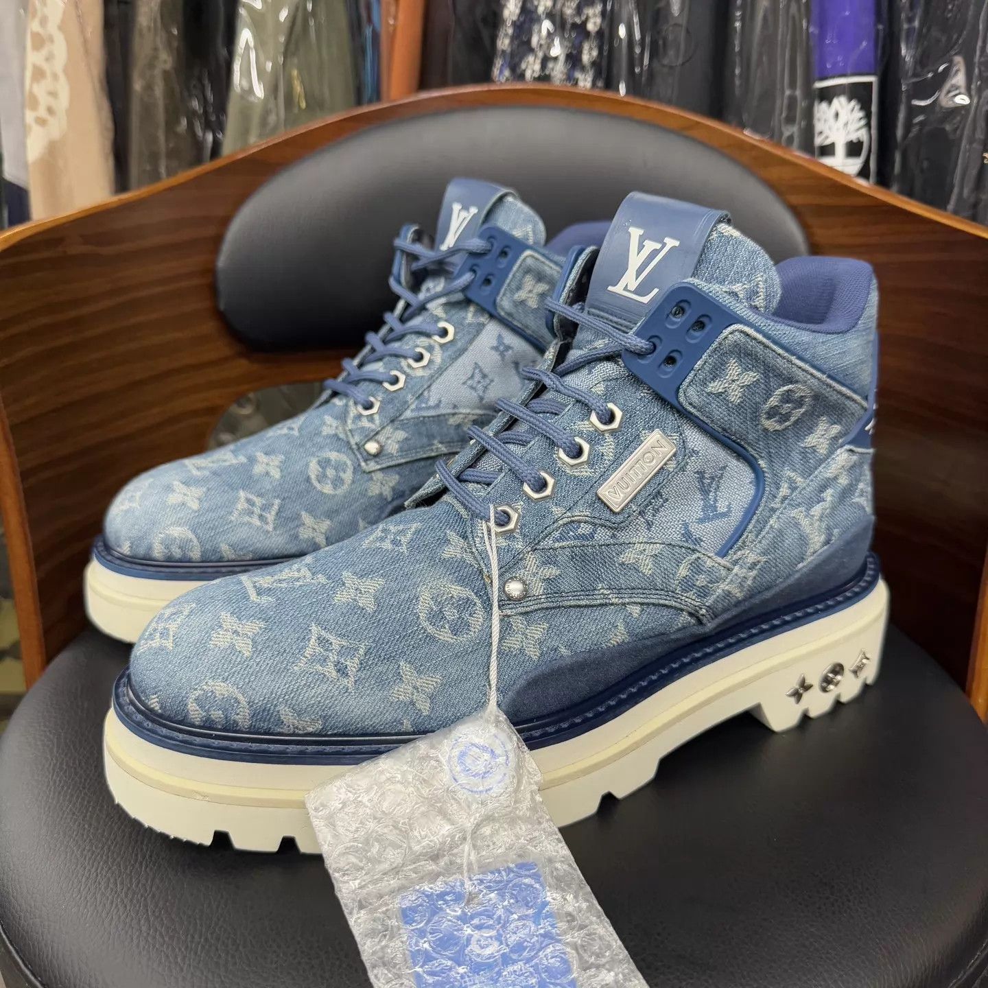 Louis Vuitton LV Oberkampf Blue Monogram Martin Boot 7.5US 98New Size US 8.5 / EU 41-42 - 1 Thumbnail