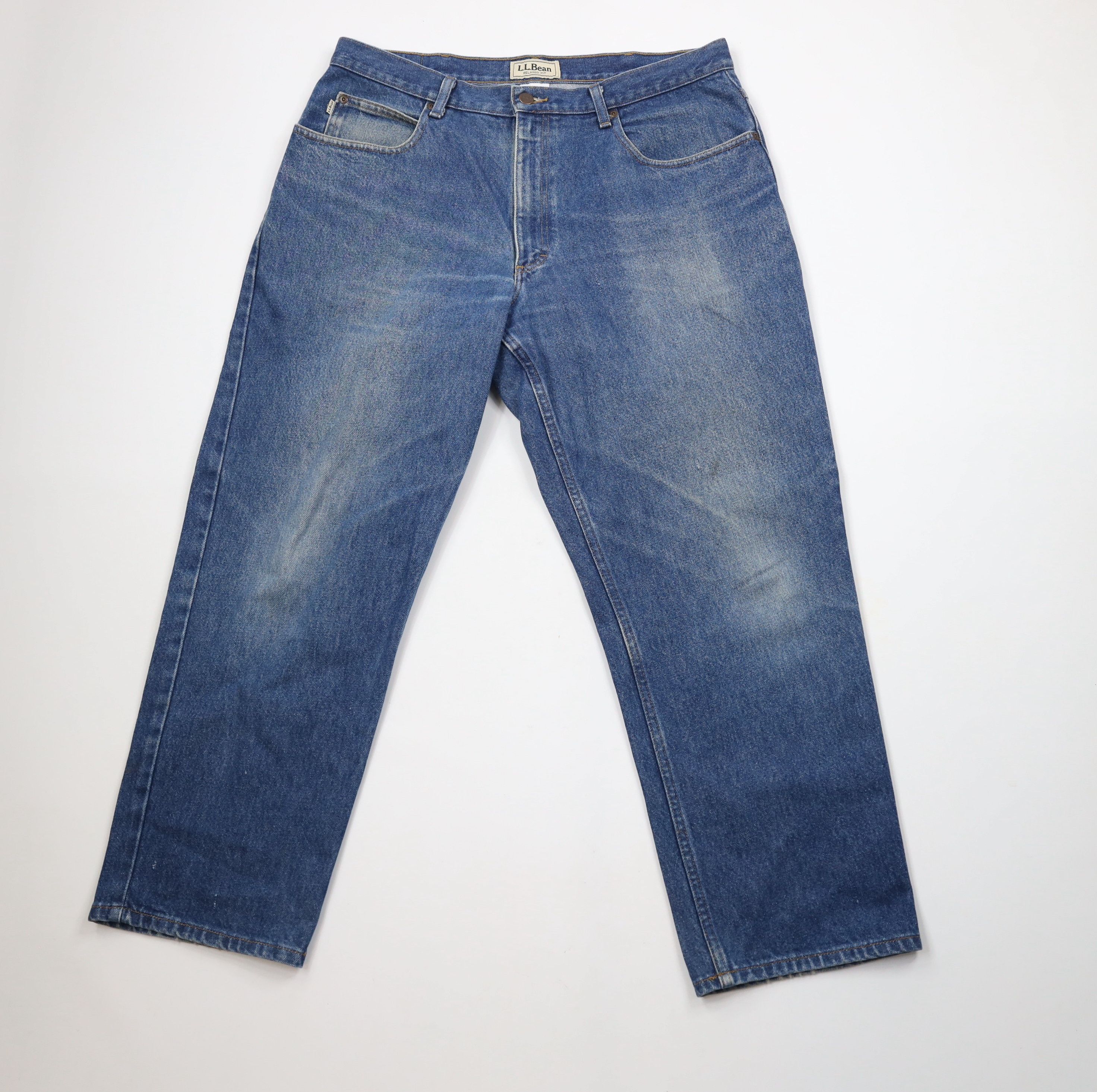 L.L. Bean × Vintage Vintage 90s LL Bean Wide Leg Relaxed Fit Denim Jeans Blue Size US 37 - 1 Thumbnail