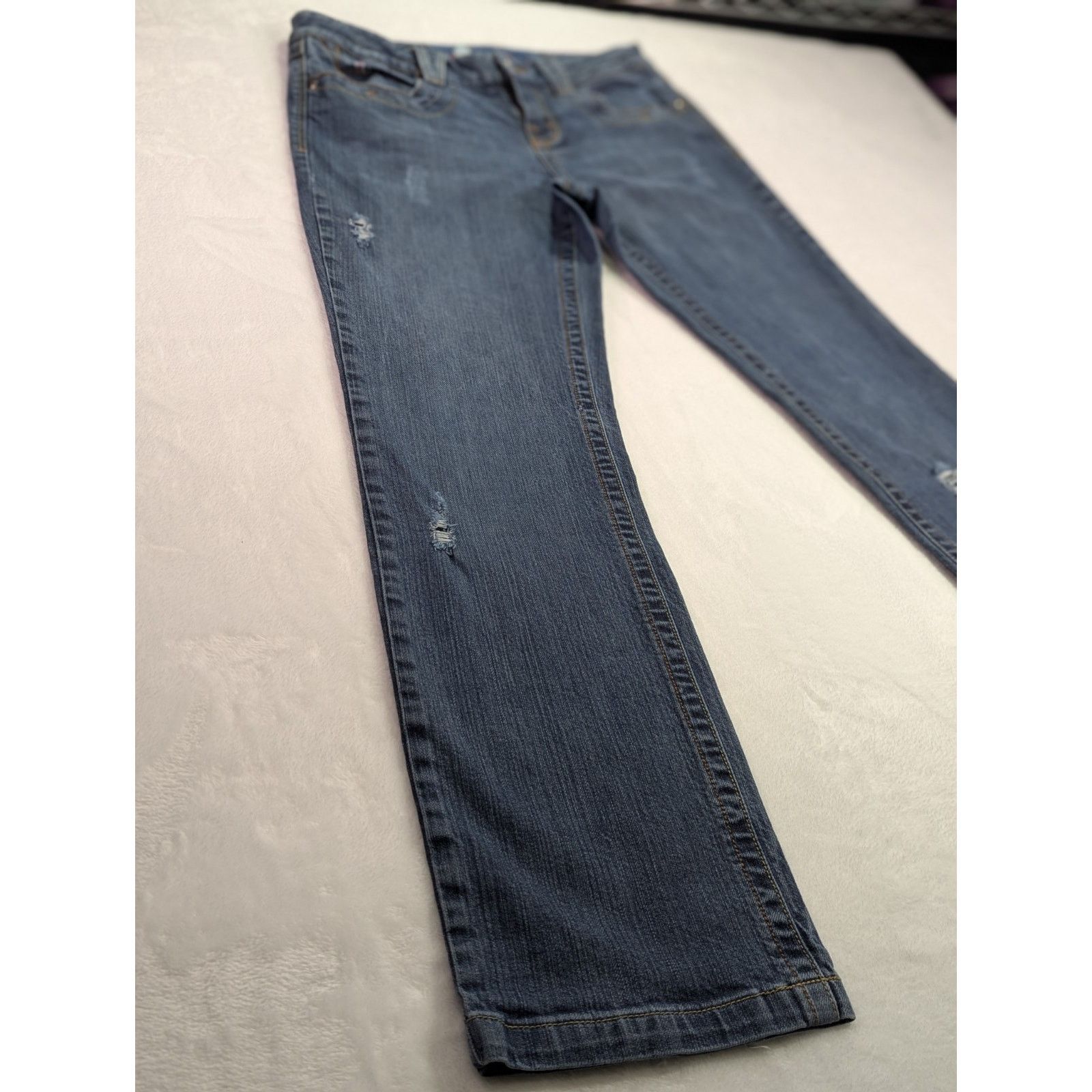 Other Vtg Candie's Y2K Embroidered Distressed Straight Jeans Sz 9 Size 33" - 4 Thumbnail