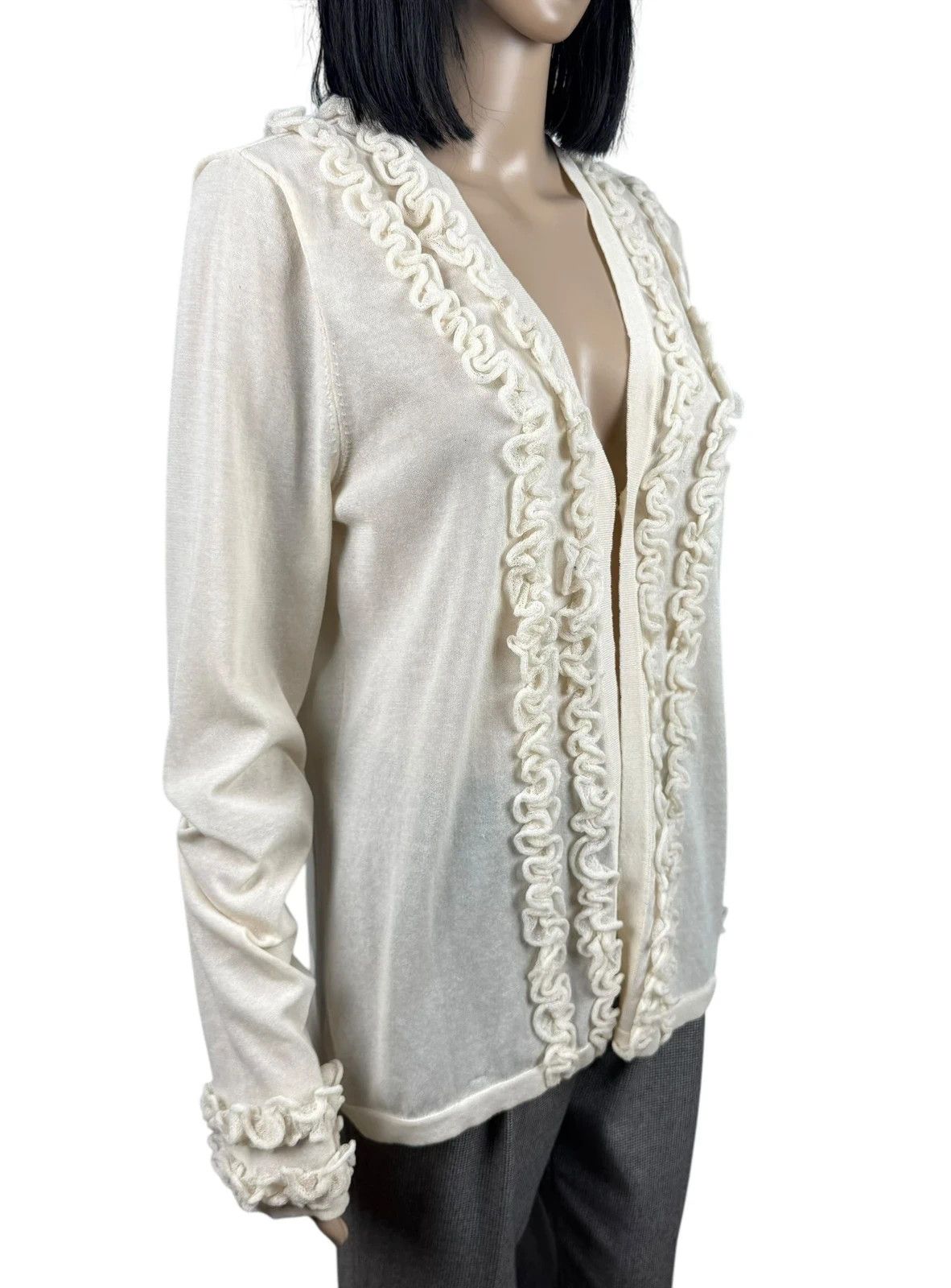 Wolford Wolford Ruffle Cardigan Cream Cotton Polyamide size M Size M / US 6-8 / IT 42-44 - 3 Thumbnail