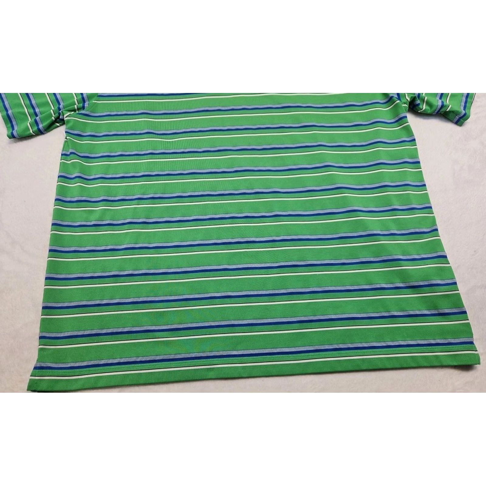 Nike Nike Golf Dri-FIT Polo Shirt Mens XL Green Blue Striped Swoosh Performance Size US XL / EU 56 / 4 - 3 Thumbnail