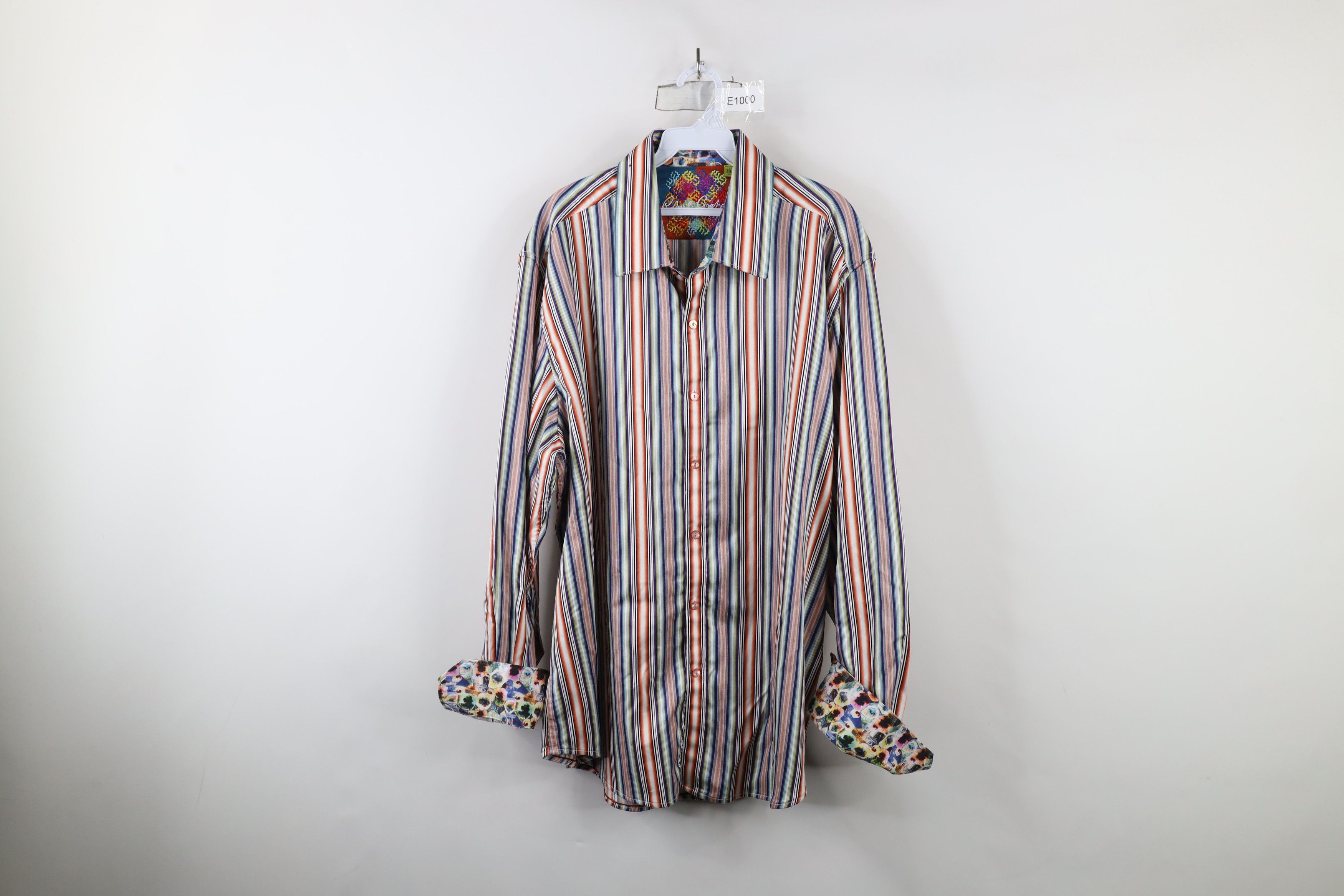 Robert Graham × Vintage Robert Graham Tailored Rainbow Flip Cuff Button Shirt Size US XXL / EU 58 / 5 - 16 Thumbnail