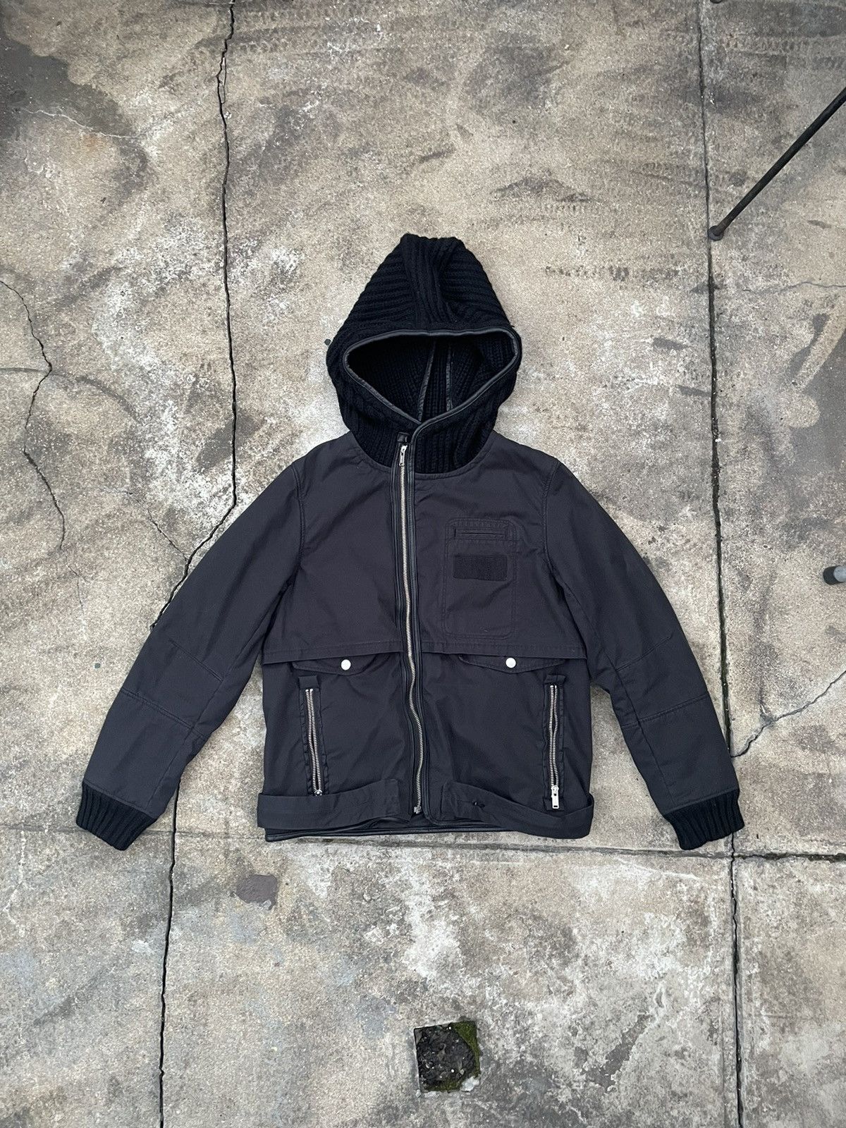 image of Jun Takahashi x Undercover Aw11 "mirror" Knit Hood Jacket in Black, Men's (Size Medium)