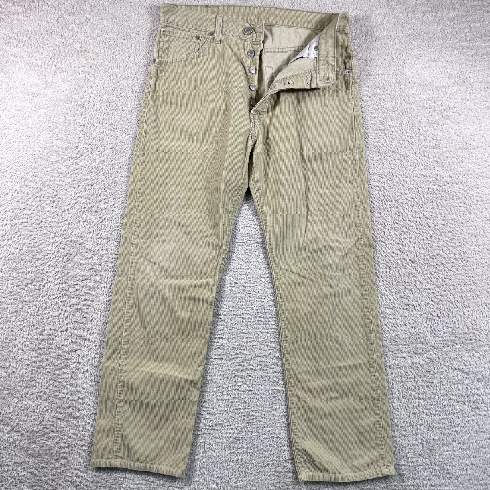 Levi's VINTAGE Levi's 551 Corduroy Jeans Mens 30x28 Beige Button Fly Straight Leg 90s Y2K USA Size US 30 / EU 46 - 2 Thumbnail