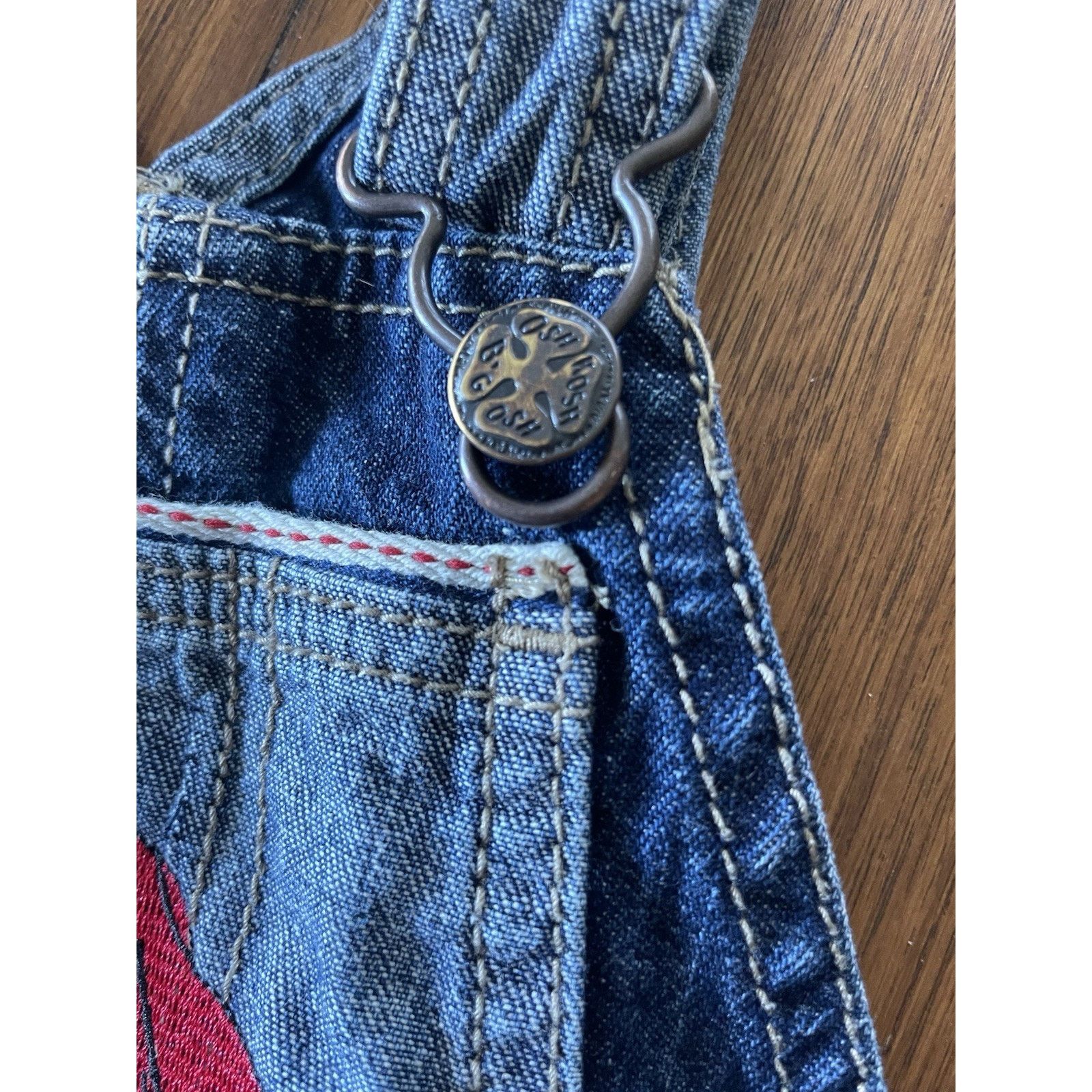 Oshkosh Vtg Clifford Big Red Dog Denim Overalls 12 M Soccer Osh Kosh Size ONE SIZE - 4 Thumbnail