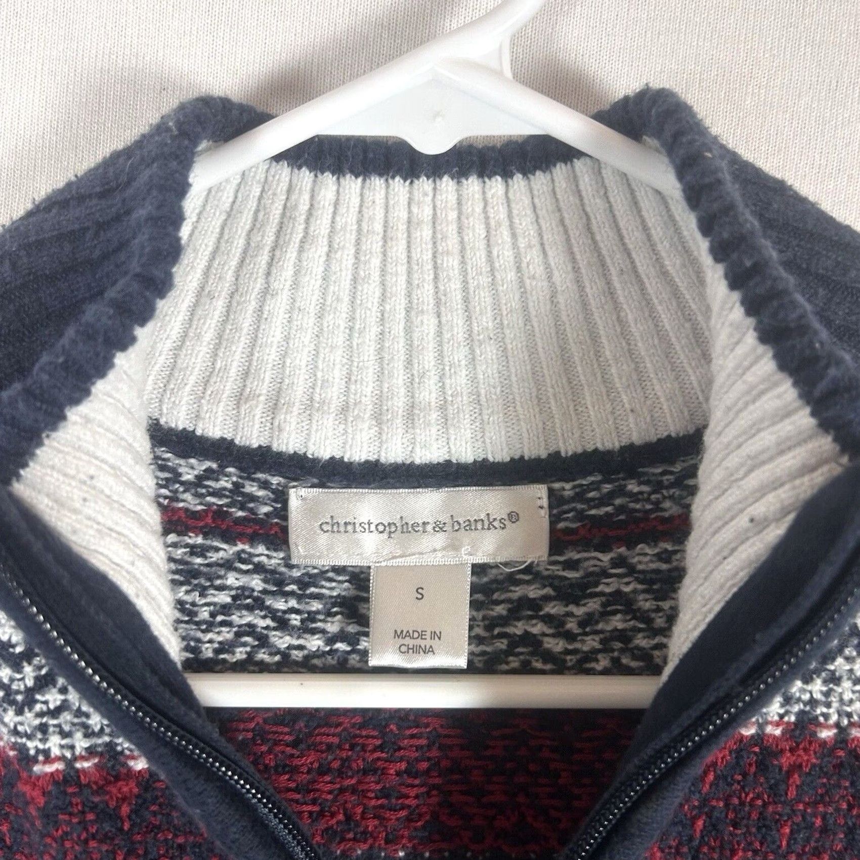 Vintage Christopher & Banks Fair Isle Sweater Womens S 1/4 Zip Mock Neck Holiday Casual Knit Pullover Blue Winter Fall Spring Womens Size S / US 4 / IT 40 - 3 Thumbnail