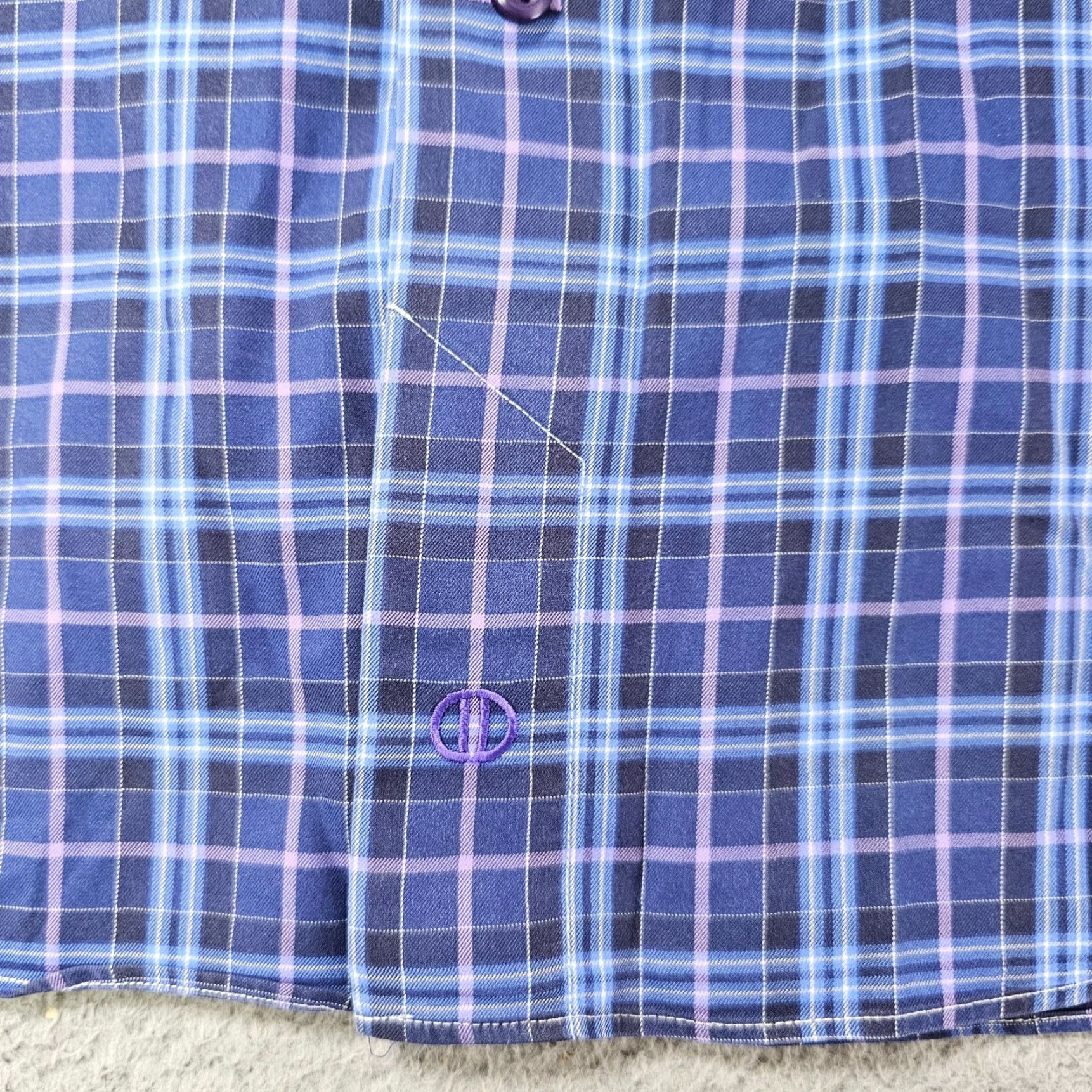 David Donahue David Donahue Dress Shirt Mens Medium Blue Purple Check Woven Cotton Long Sleeve Size 40R - 5 Thumbnail