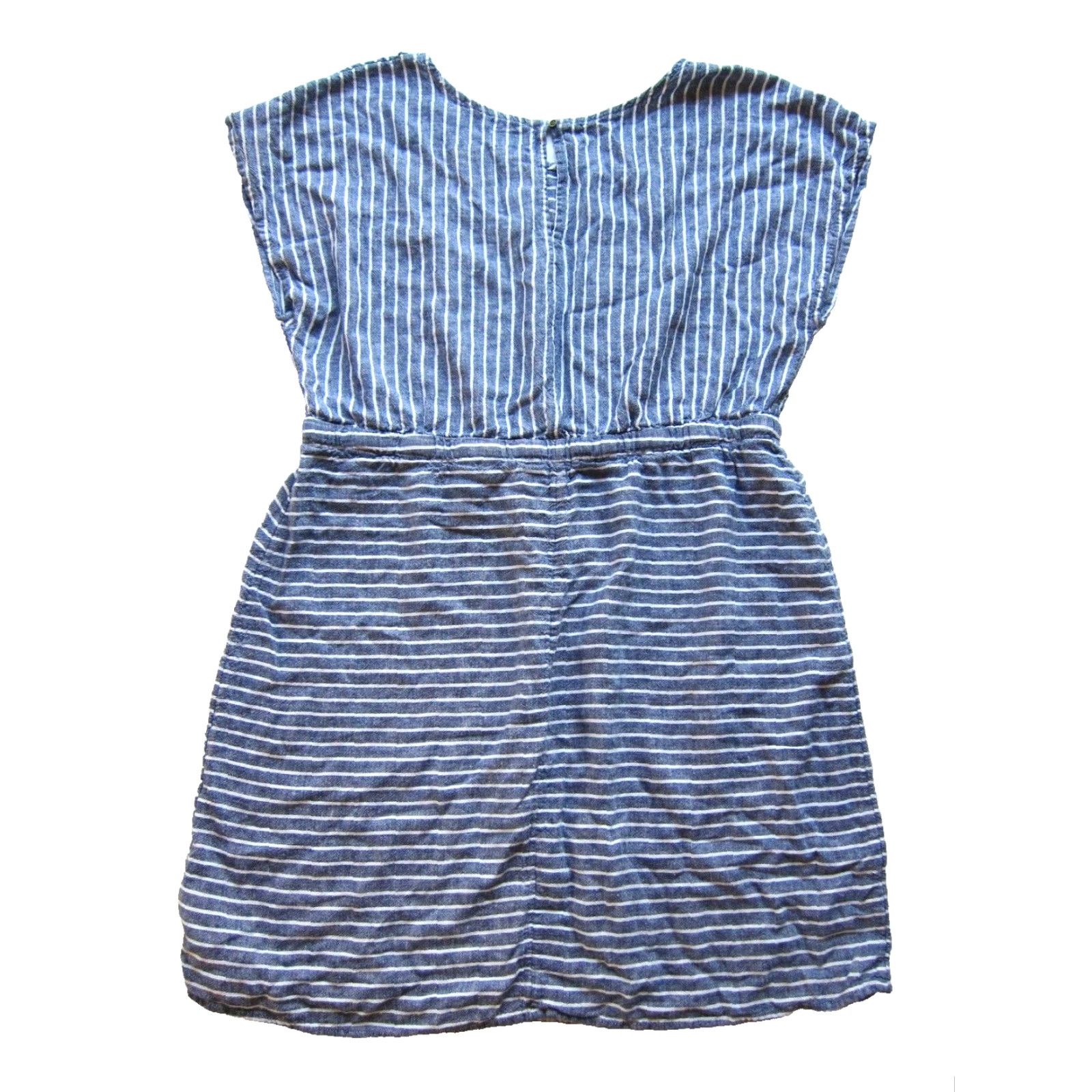 Old Navy Old Navy Linen Rayon Blue White Stripe Short Sleeve Shift Sheath Tunic Dress XL Size 40" / US 18 - 2 Thumbnail