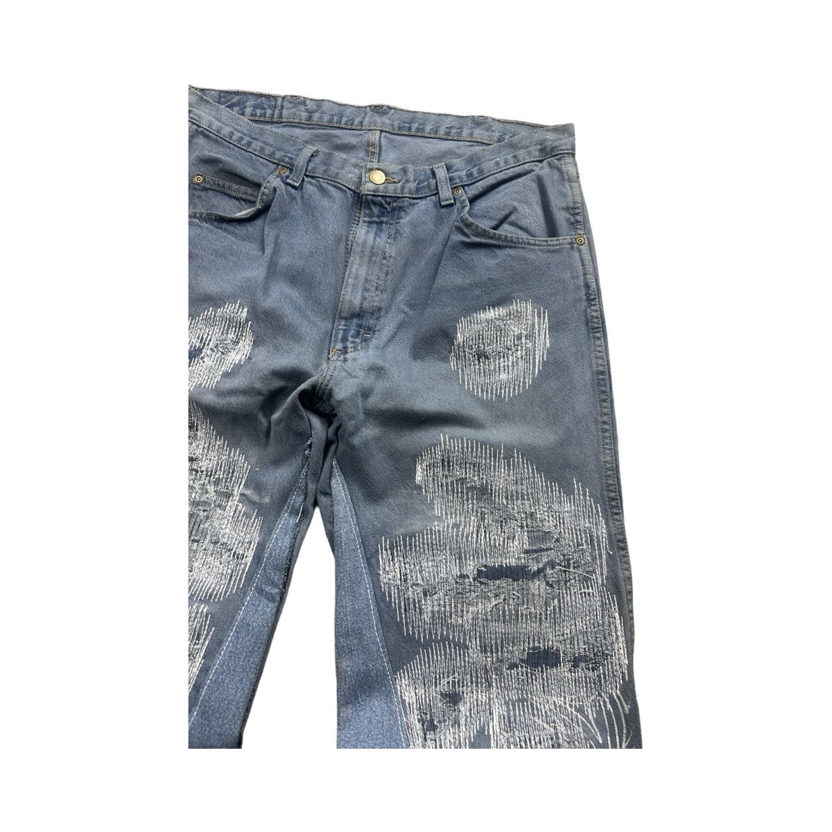 Japanese Brand Baggy Sashiko Skull Denim Midnight Wash 36x28 Size US 36 / EU 52 - 2 Thumbnail
