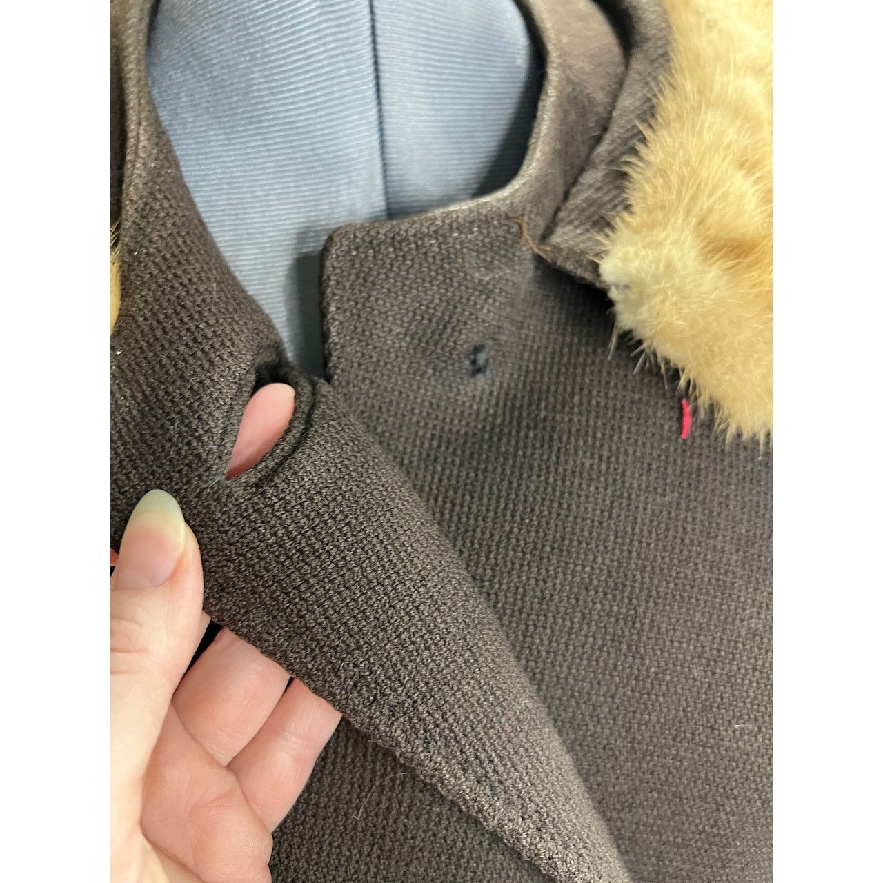 Vintage swing coat brown fur collar vintage 1960s brown tan Size L / US 10 / IT 46 - 9 Thumbnail