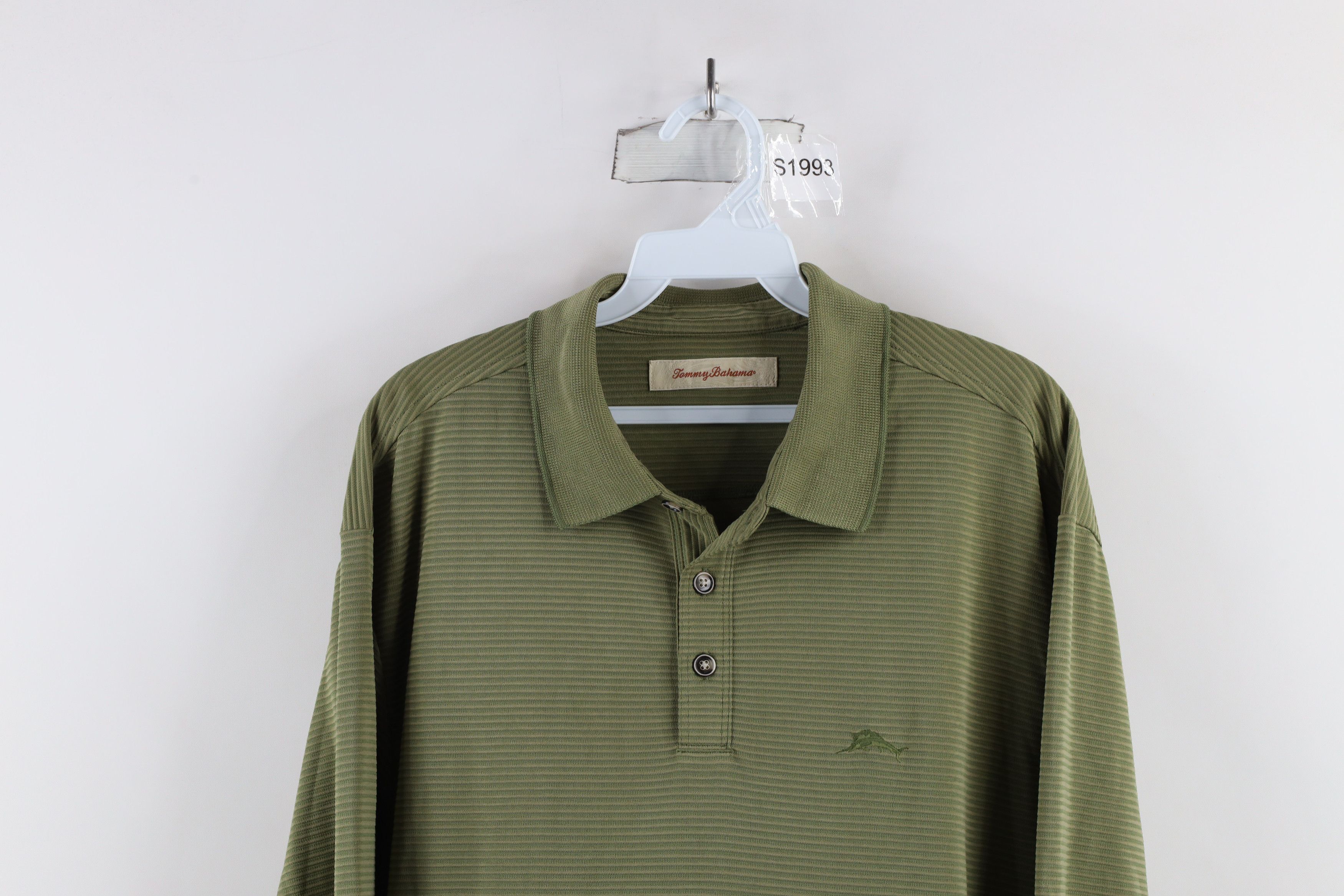 Tommy Bahama × Vintage Vintage Tommy Bahama Ribbed Long Sleeve Polo Shirt Green Size US L / EU 52-54 / 3 - 2 Thumbnail