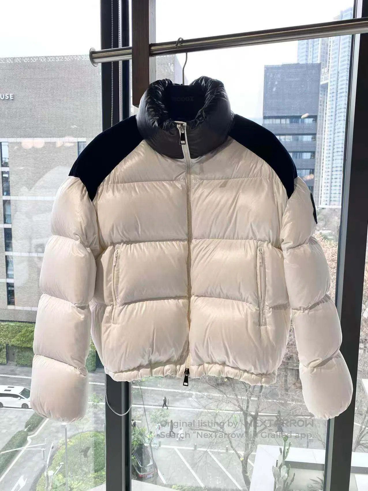 Moncler Moncler Size 0 Black letters on the back and white down jac Size XS / US 0-2 / IT 36-38 - 2 Thumbnail