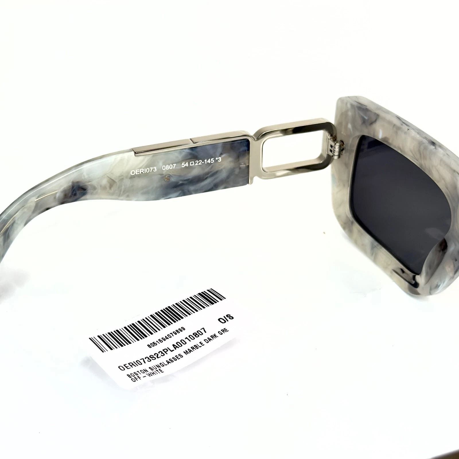 Off-White OFF-WHITE 073 OERI073 Gray Marble BOSTON Logo Sunglasses Size ONE SIZE - 6 Thumbnail