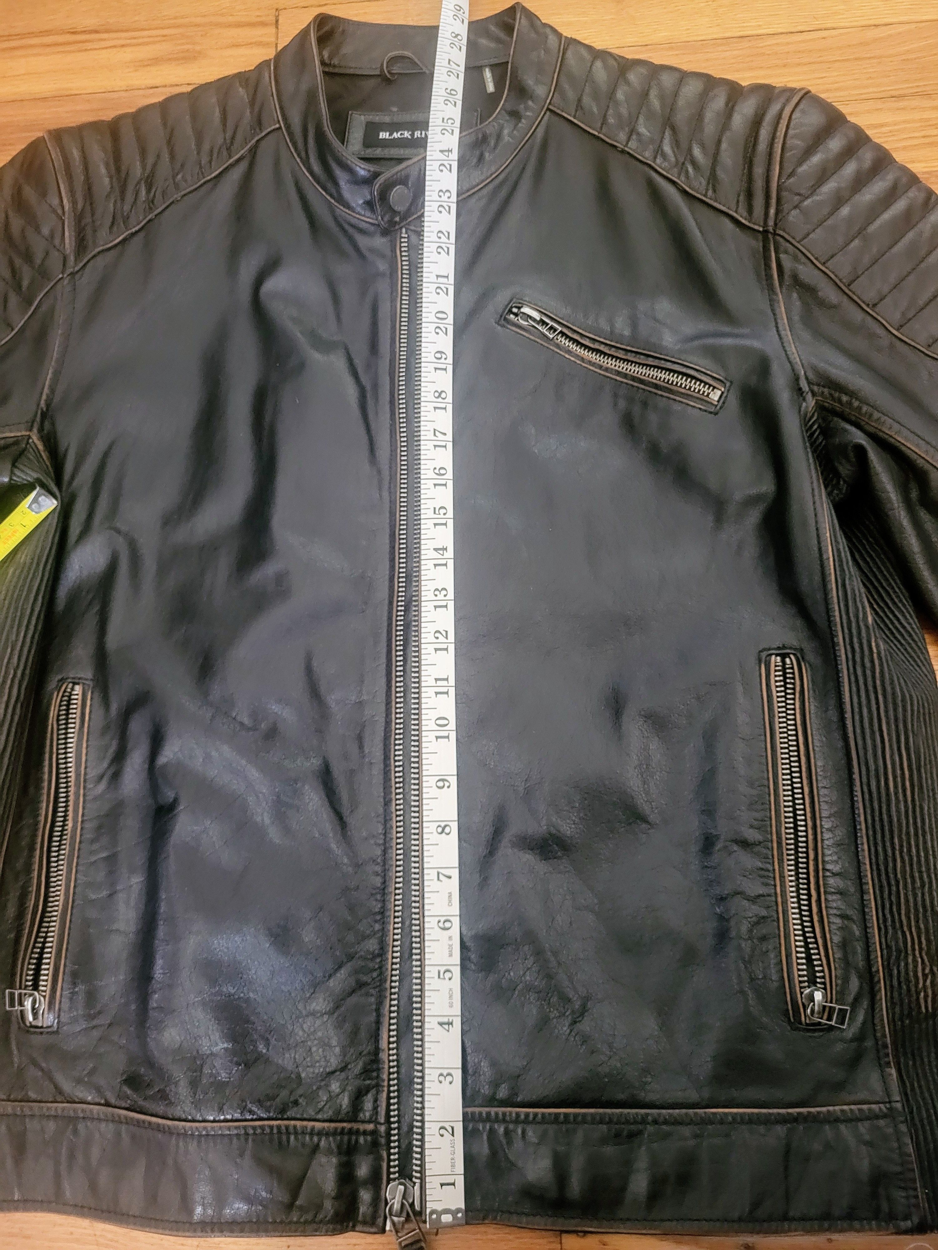 Black Rivet Leather Jacket Genuine Motorcycle Style Size US XL / EU 56 / 4 - 6 Thumbnail
