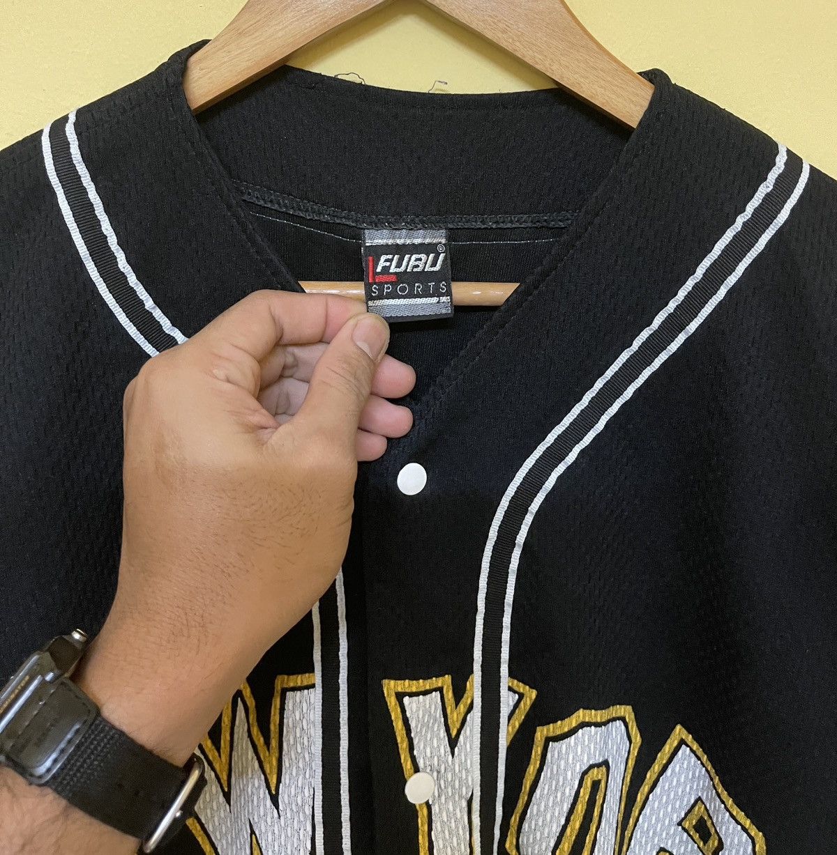 Fubu Vintage 90s🔥FUBU SPORT NEW YORK🔥Button Up Baseball Jersey Size US L / EU 52-54 / 3 - 4 Thumbnail