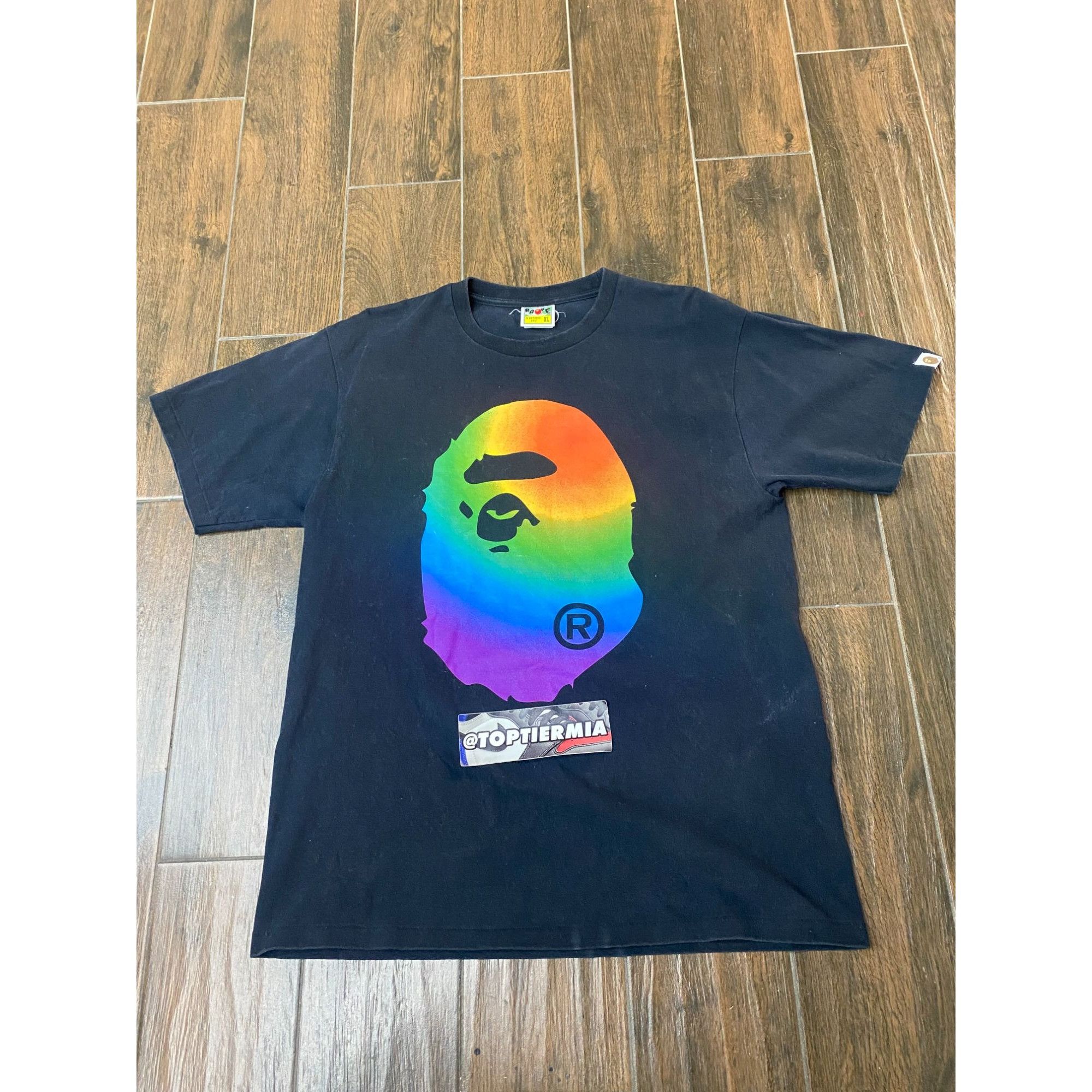 Bape BAPE RAINBOW BIG HEAD APE TEE BLACK SZ XL Size US XL / EU 56 / 4 - 1 Thumbnail