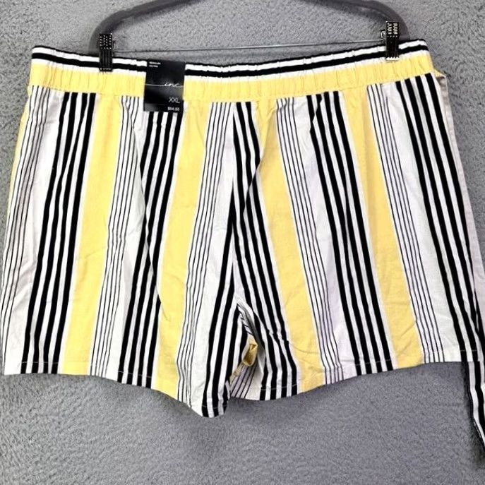 Vintage INC Shorts Womens 2XL Black Yellow Striped Unlined Mid Rise Casual Travel Mens 2XL Size 40" / US 18 - 3 Thumbnail