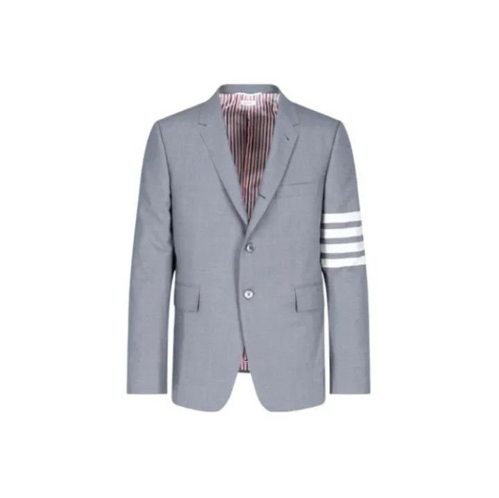 Thom Browne Thom Browne Grey Wool Blazer with Stripes Size US M / EU 48-50 / 2 - 1 Thumbnail