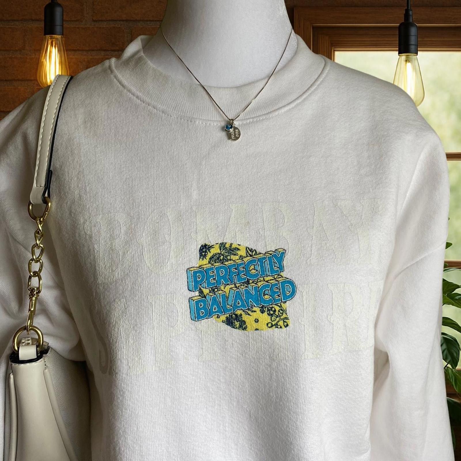 Other White crewneck with blue accents- summer crewneck Size S / US 4 / IT 40 - 2 Thumbnail