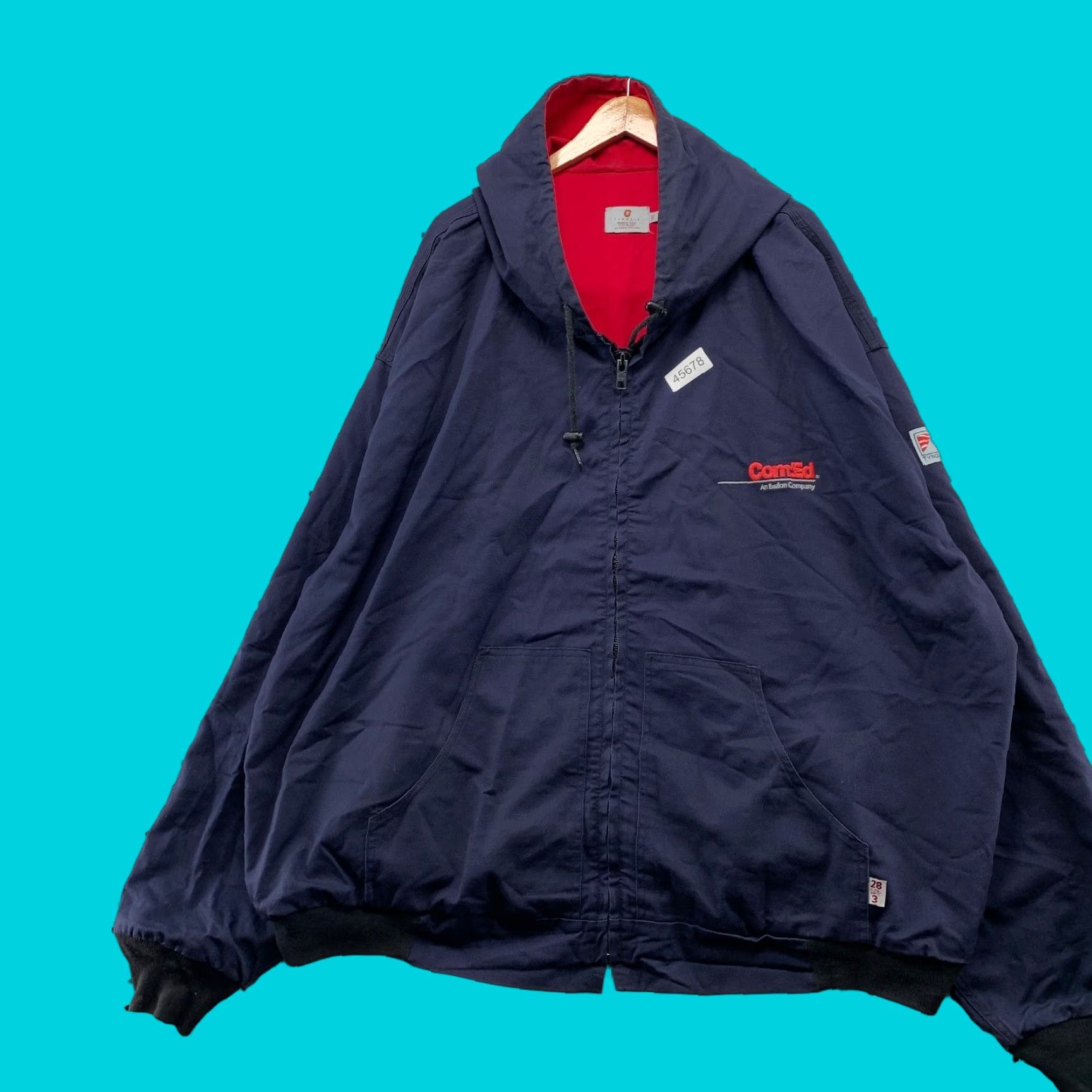 Vintage Tyndale FR Jacket Mens 5XL Canvas Blue Hooded Fire Resistant Workwear Jacket Size US XXL / EU 58 / 5 - 1 Thumbnail
