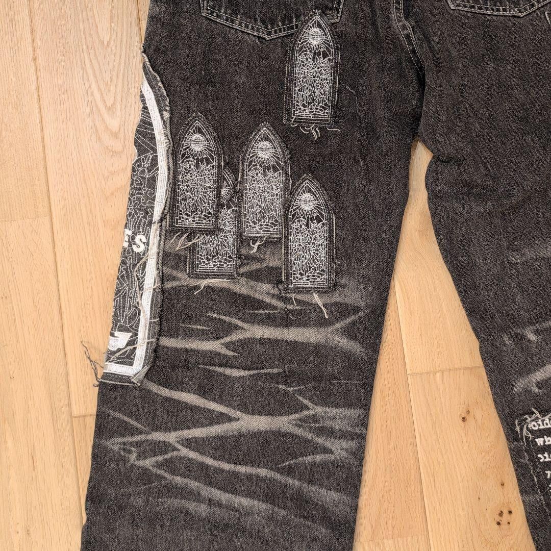 Who Decides War Who Decides War Motif Patched Denim Vintage Grey 28 New Size US 28 / EU 44 - 10 Thumbnail