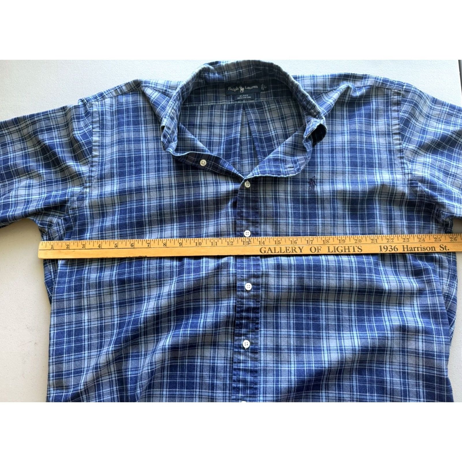Ralph Lauren Ralph Lauren Blake Button Down Shirt Mens Large Gray Blue Plaid Short Sleeve Size US L / EU 52-54 / 3 - 5 Thumbnail