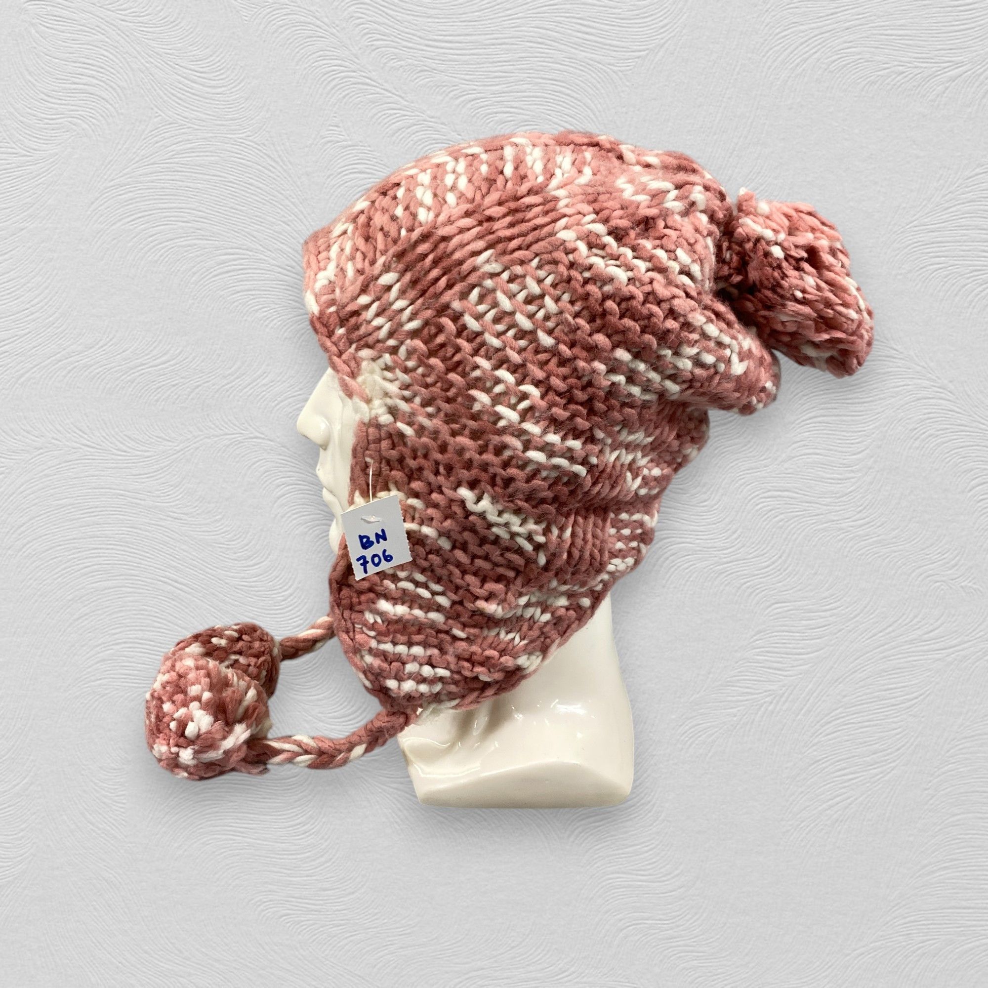 Japanese Brand Fat Face Ear Flap Knitted Beanie -BN706 Size ONE SIZE - 2 Thumbnail