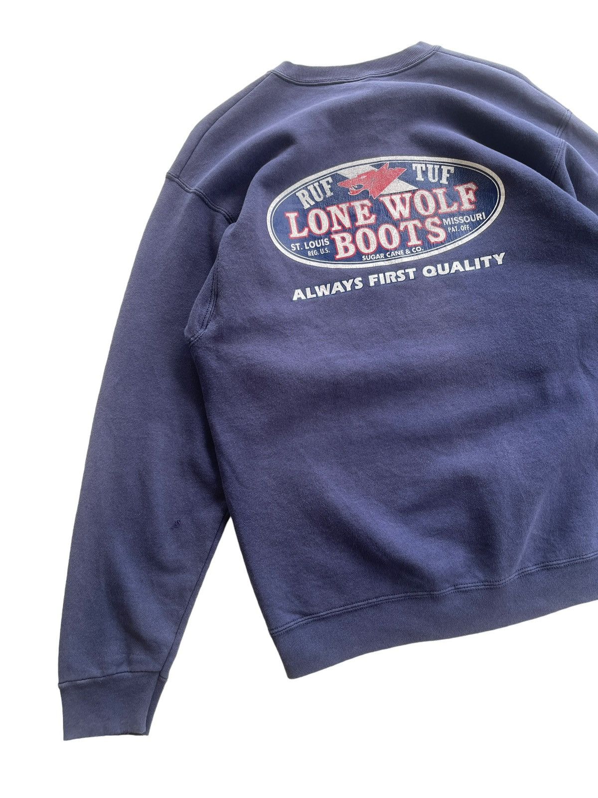 Vintage Vintage 90s Lone Wolf Sugar Cane Sunfaded Sweatshirt Size US L / EU 52-54 / 3 - 3 Thumbnail