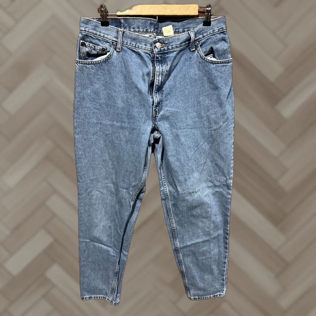 Levi's VINTAGE Levi's 550 Jeans Relaxed Tapered High Waist 16 Blue Women's 90s 30in - 1990s 550 Model Regular Rise Size 38" / US 16 / IT 52 - 1 Thumbnail
