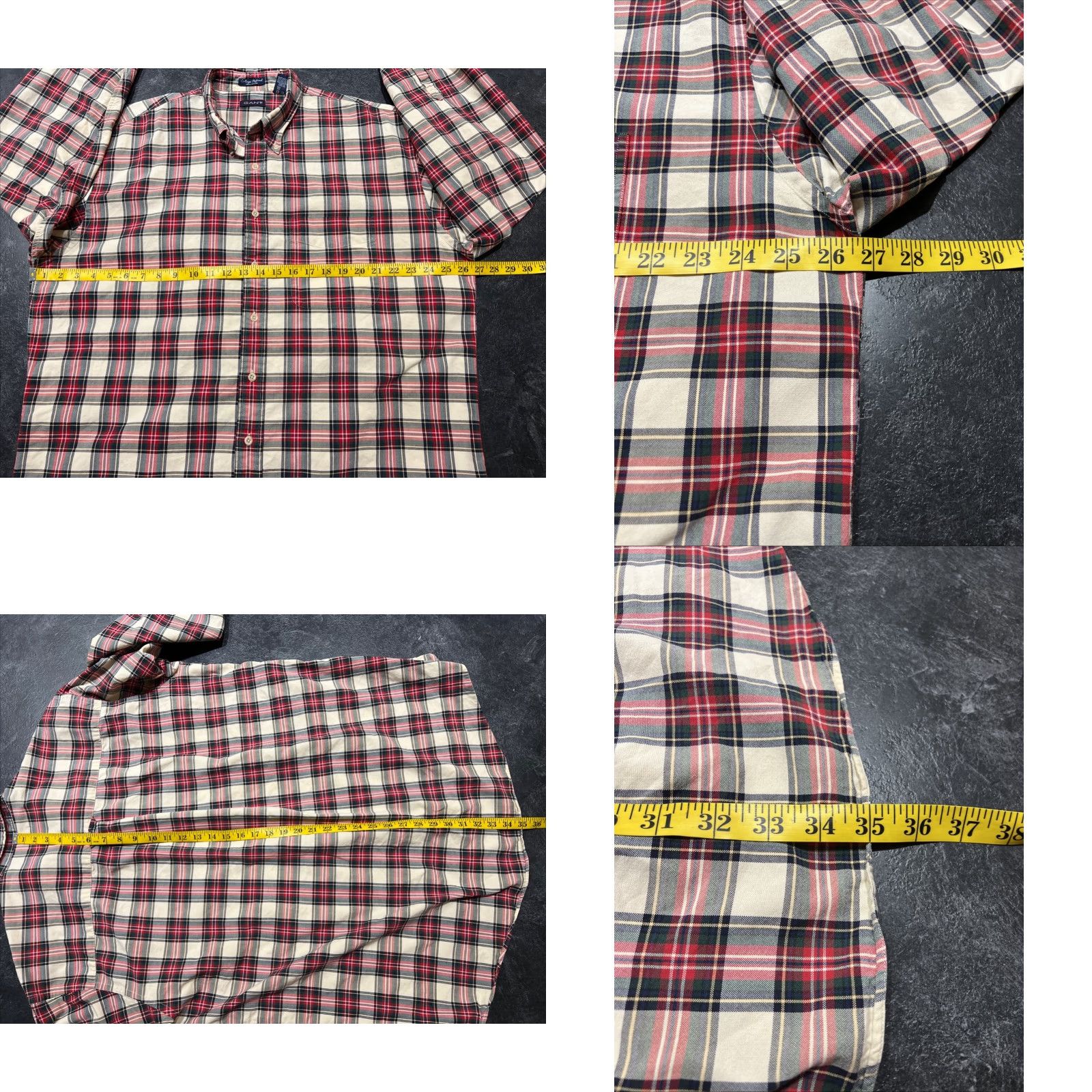 Gant GANT Shirt Men XLT Long Sleeve Button-Up Plaid Oxford College Blue Multicolor College Men's Big & Tall Size US XL / EU 56 / 4 - 8 Thumbnail