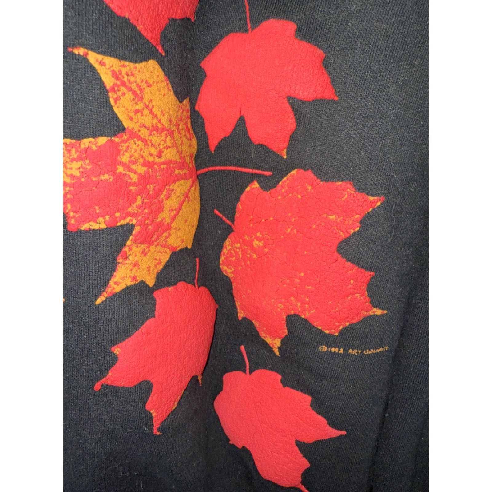 Vintage VTG ART UNLIMITED Sweatshirt Unisex M USA Fall Leaf Print Black Men Womens Size US M / EU 48-50 / 2 - 6 Thumbnail