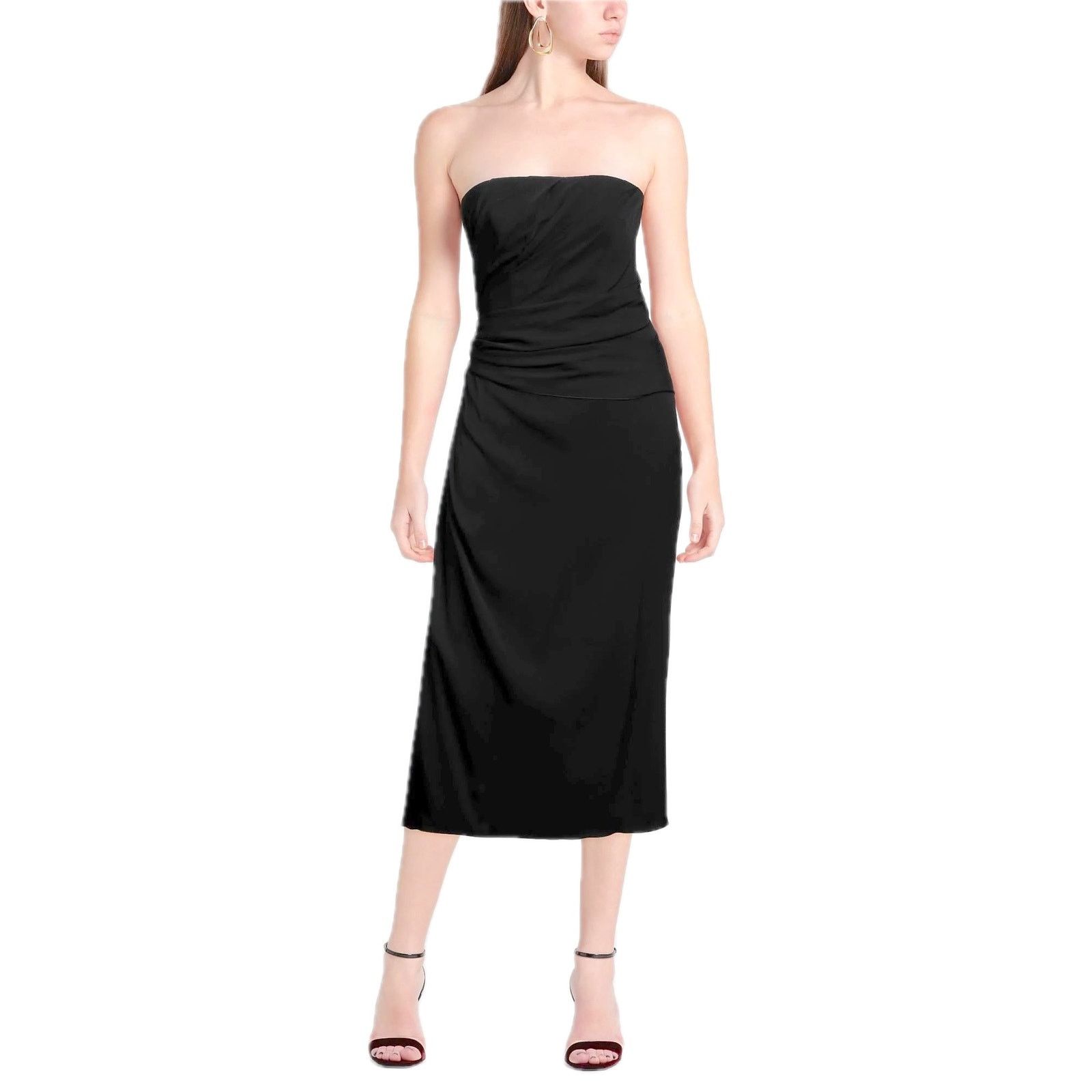 Dolce & Gabbana DOLCE & GABBANA Strapless Ruched Midi Dress Black 40 S Size S / US 4 / IT 40 - 2 Thumbnail