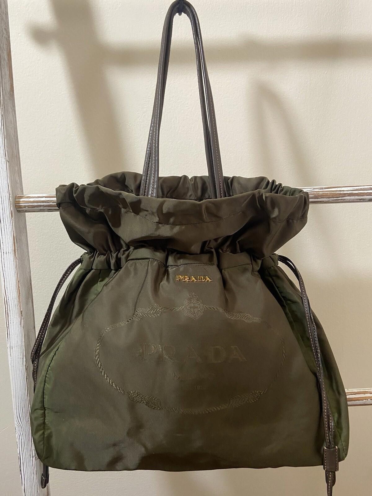 Prada Prada Tessuto nylon rope logo dark green drawstring tote bag Size ONE SIZE - 1 Thumbnail
