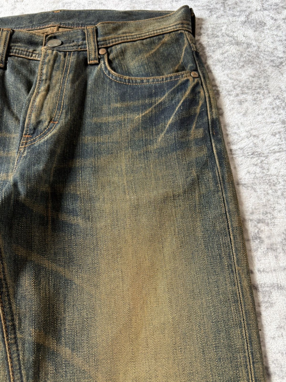 If Six Was Nine 2000s Wrangler Heavy Mud Wash Straight Loose Jeans Size US 30 / EU 46 - 11 Thumbnail