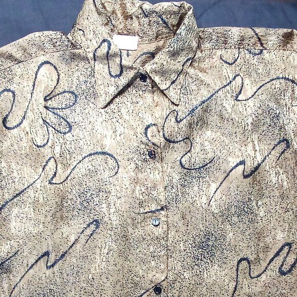 Vintage Vintage Abstract Strokes Gold Polyester Disco Shirt Size US L / EU 52-54 / 3 - 1 Thumbnail