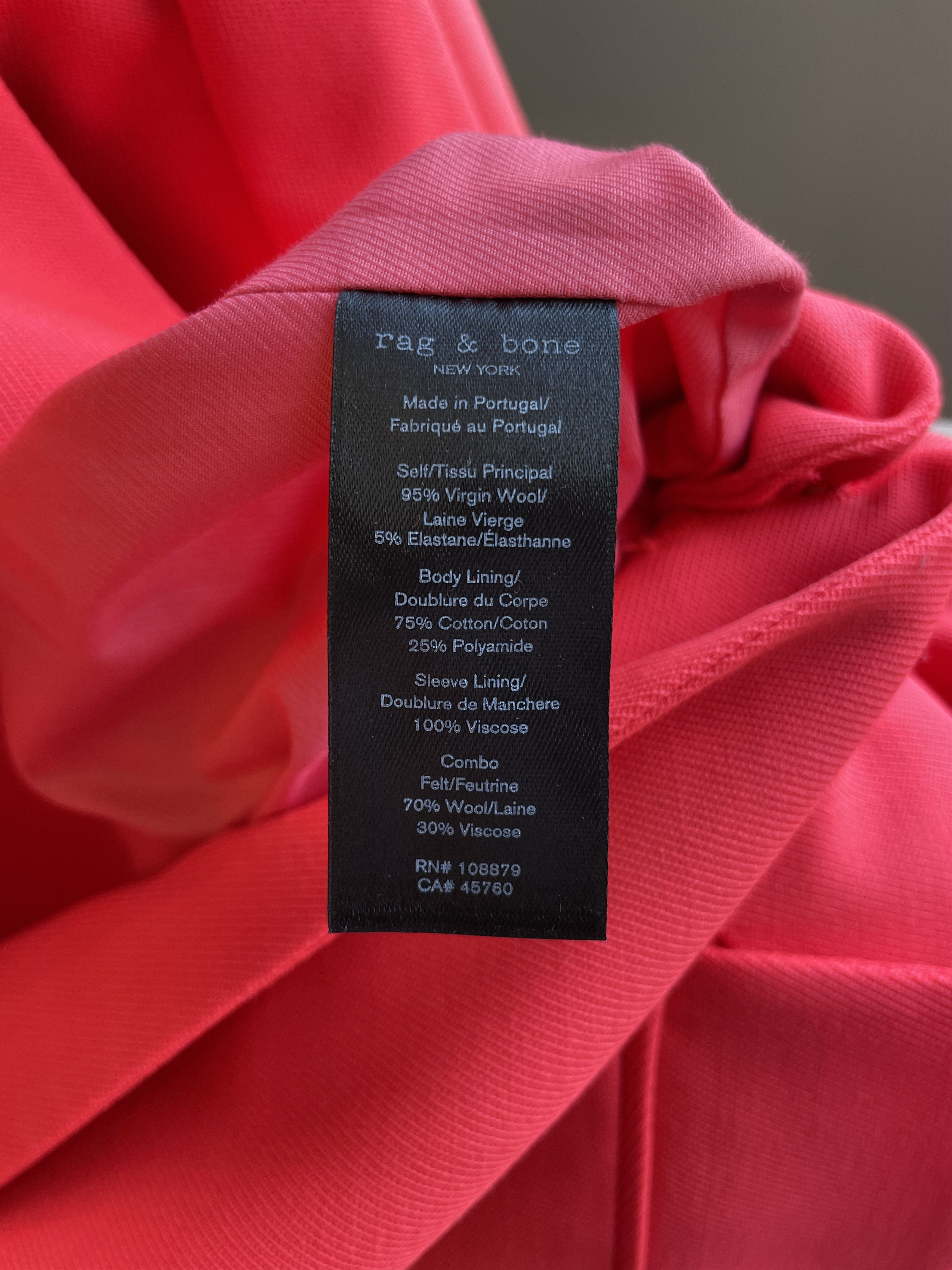 Rag & Bone Rag & Bone Womens Bright Pink Lexington Twill Blazer Size M / US 6-8 / IT 42-44 - 7 Thumbnail