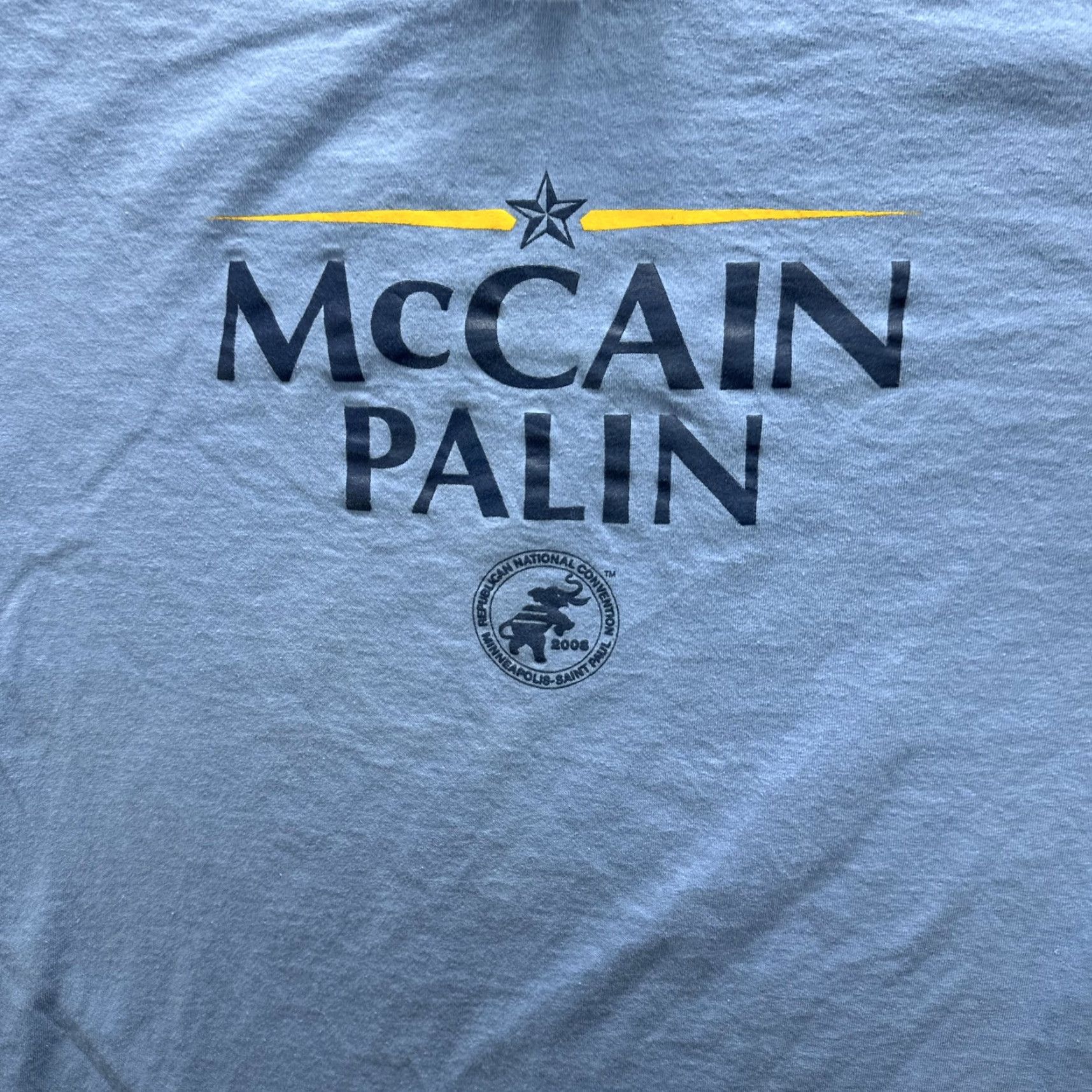 Vintage VINTAGE McCain Palin Shirt Mens XL Blue Republican Convention 2008 Campaign Crew Neck Short Sleeve Graphic Print T-Shirt Mens XL Blue Size US XL / EU 56 / 4 - 5 Thumbnail
