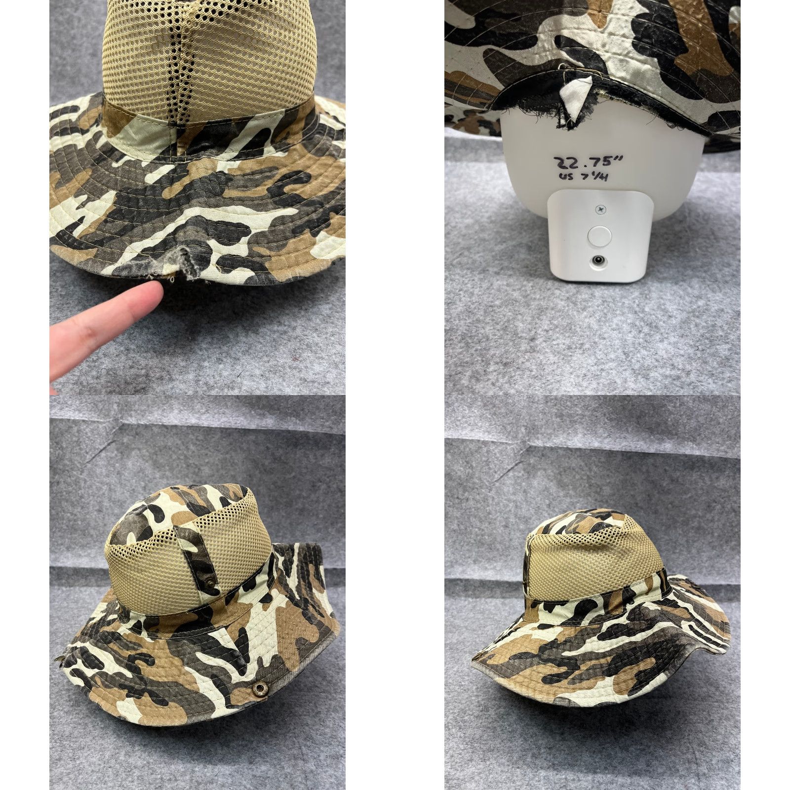 Vintage Camouflage Boonie Hat Adult One Size Beige Camo Polyester Fish Hike Camp Size ONE SIZE - 8 Thumbnail