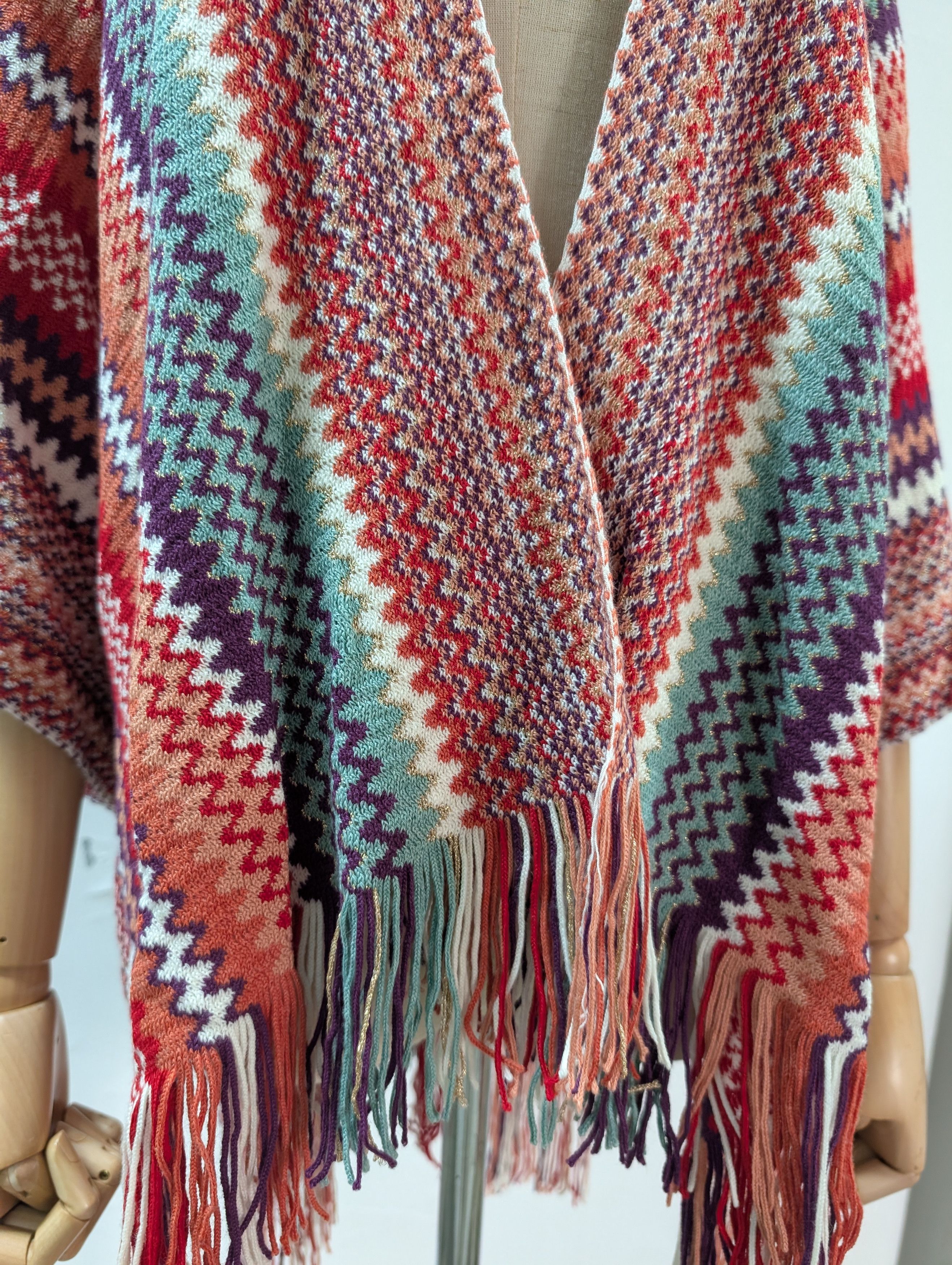 Missoni Multicolor Cape with Tassel Ends Size ONE SIZE - 3 Thumbnail