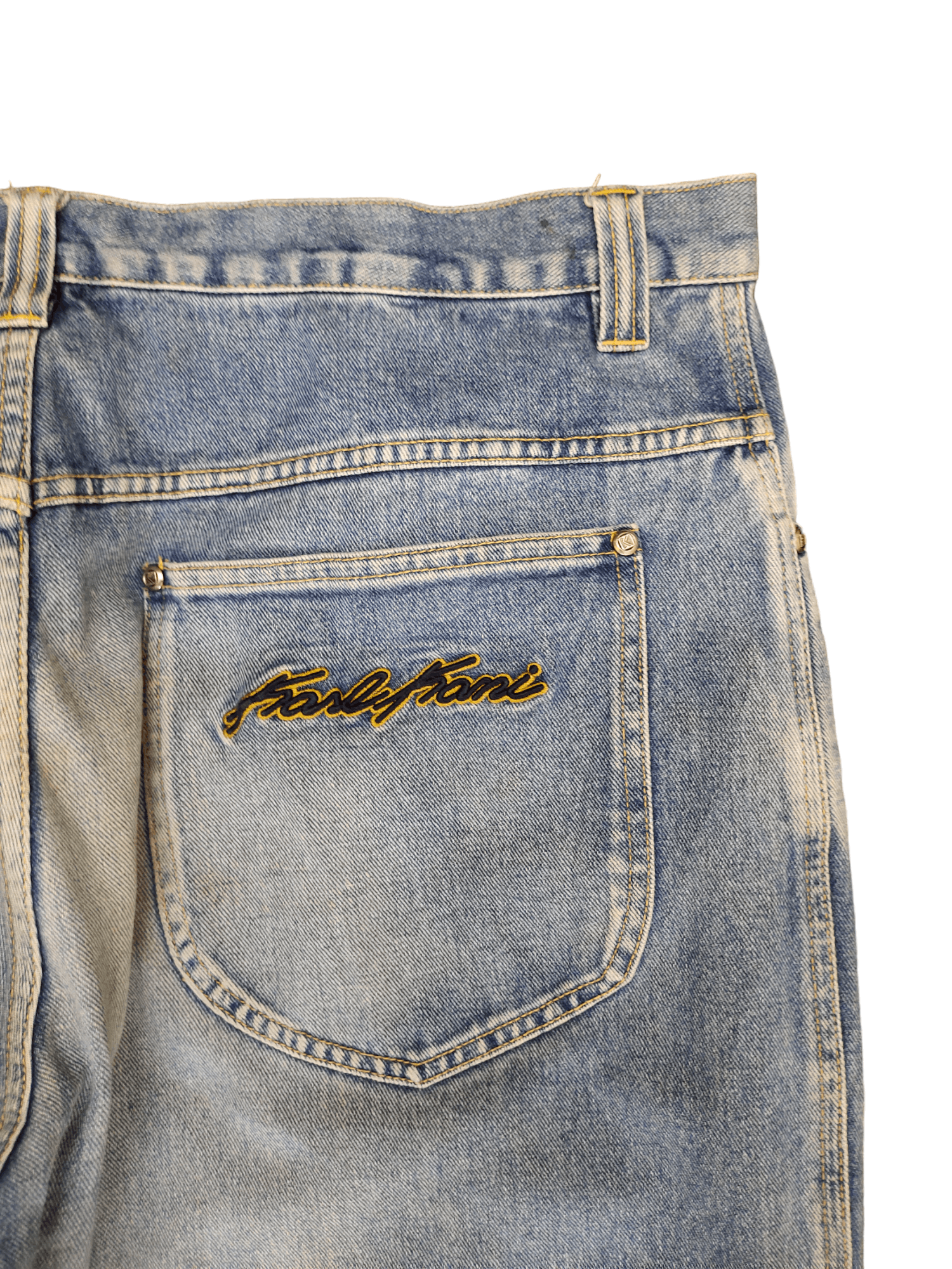 JNCO Vintage Y2k Karl Kani Embroider Faded Distress Baggy Jeans Size US 37 - 4 Thumbnail