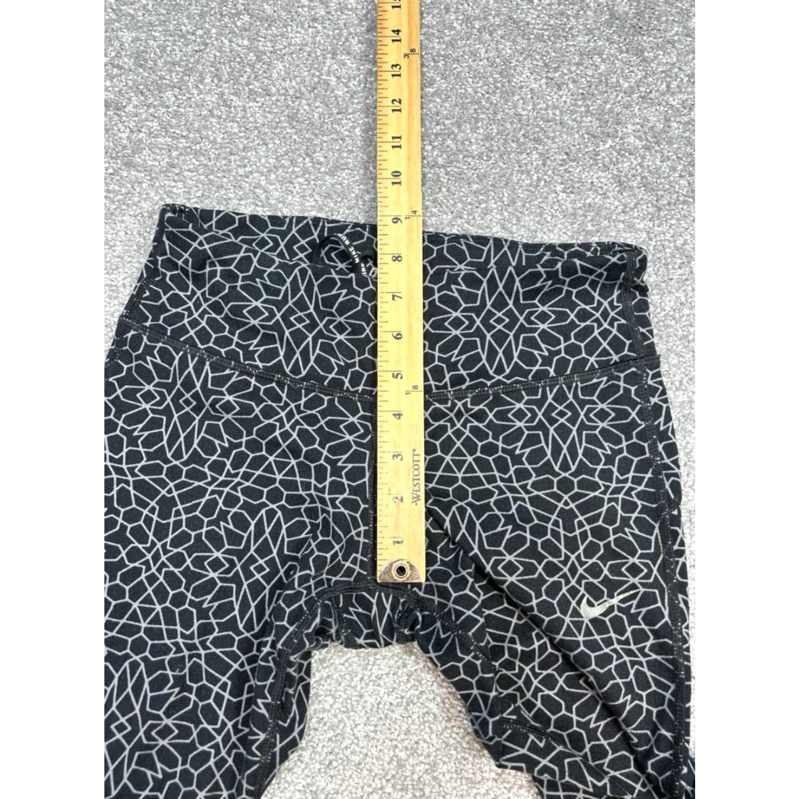 Nike Nike Leggings Womens XS Black Dri Fit Geometric Print Logo Stretch Low Rise Size 26" / US 2 / IT 38 - 5 Thumbnail