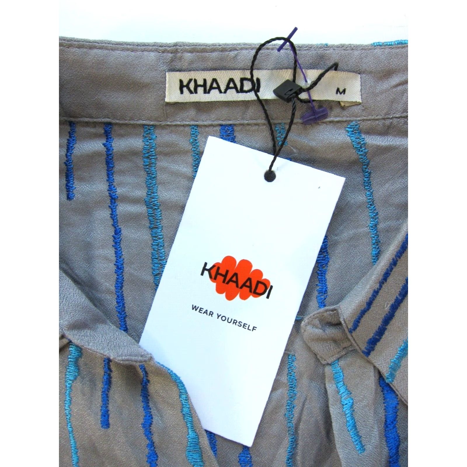 Vintage NWT Khaadi Rayon Grey Blue Collar Button Up Long Sleeve Oversized Blouse Medium Size M / US 6-8 / IT 42-44 - 5 Thumbnail