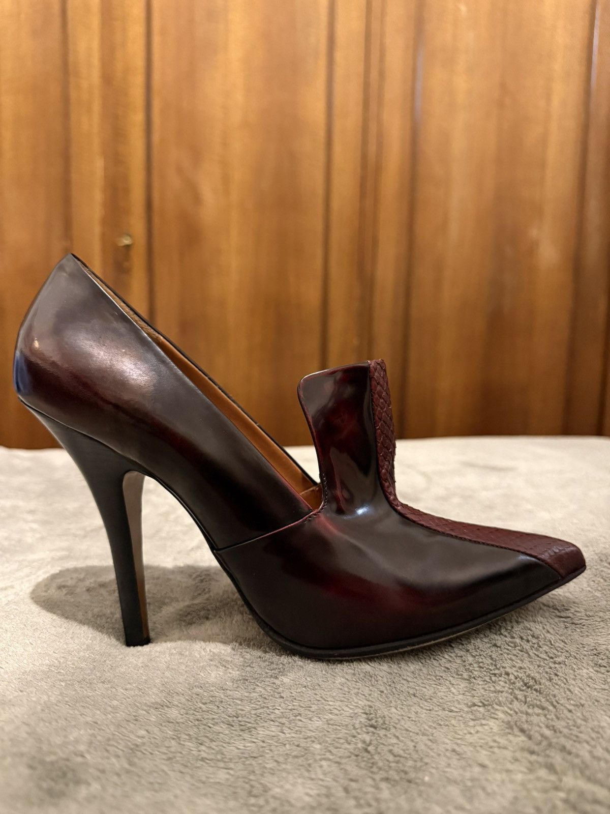 Celine Céline archive heels in pelle bordeaux e pitone. Size US 10 / IT 40 - 17 Thumbnail