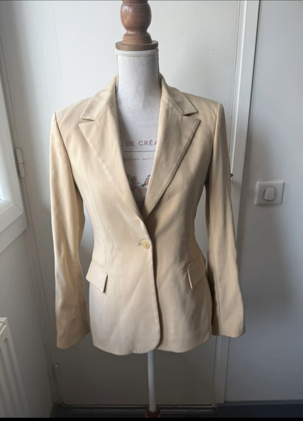 Versace Jeans Couture Vintage Beige Tailored Blazer – Minimal / Old Money Style Size L / US 10 / IT 46 - 1 Thumbnail