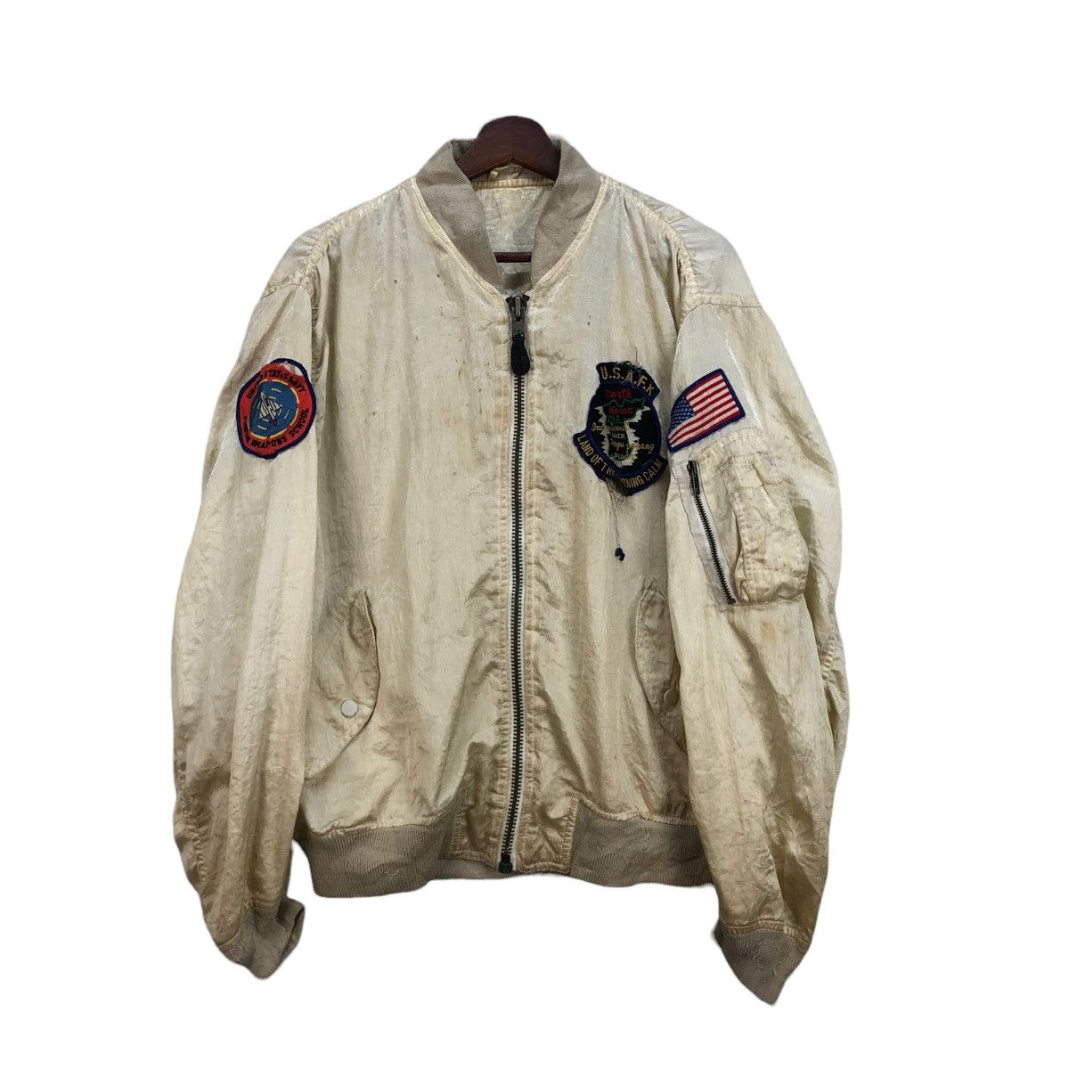 image of Bomber Jacket x Ma 1 Vintage Bomber Ma 1 Light Jacket in White, Men's (Size XL)