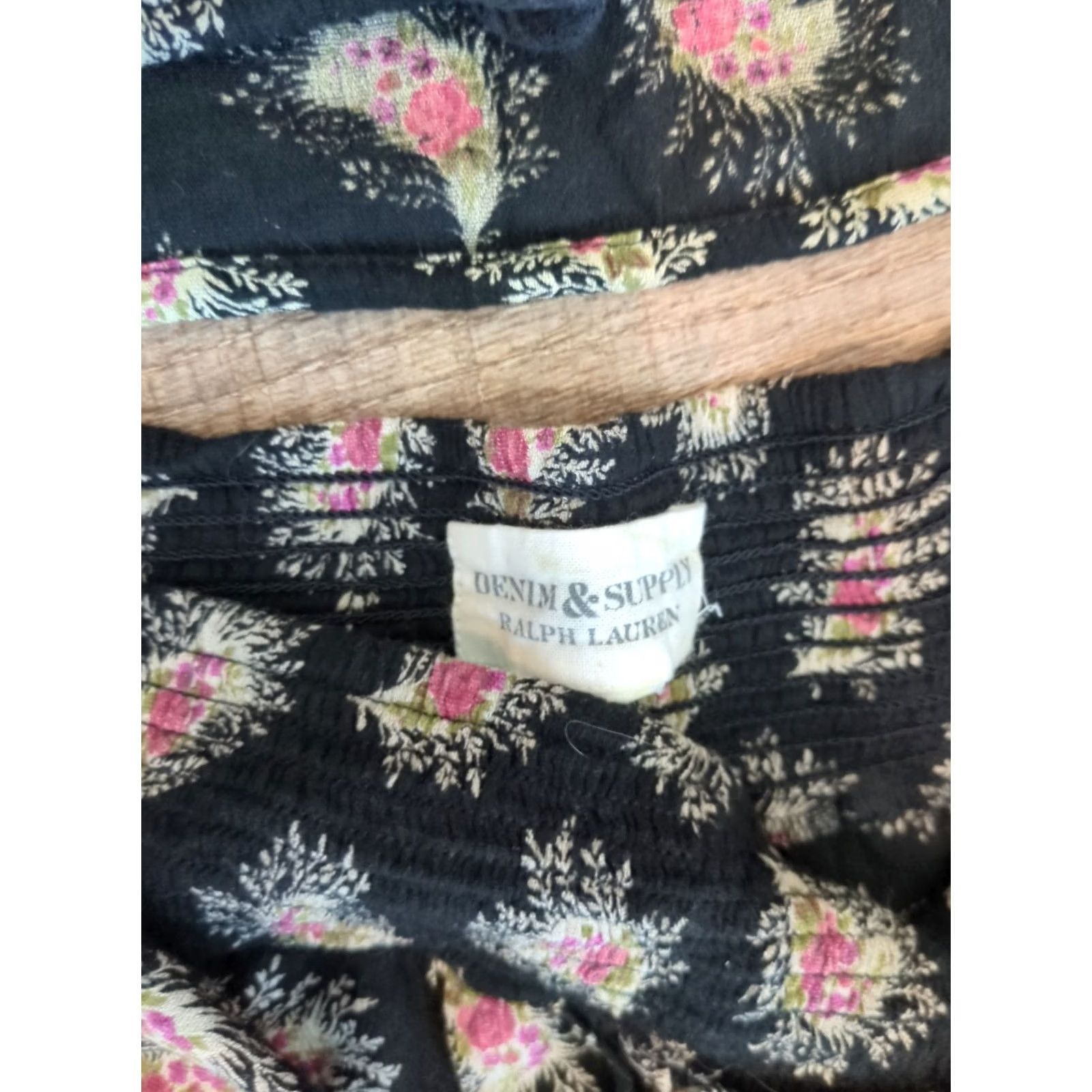 Vintage Denim & Supply Ralph Lauren Pants Wide-Leg Harem Beaded Bow Black Cotton Viscose Ladies S Regular Bohemian Casual/Night Out Ladies Size 28" / US 6 / IT 42 - 4 Thumbnail