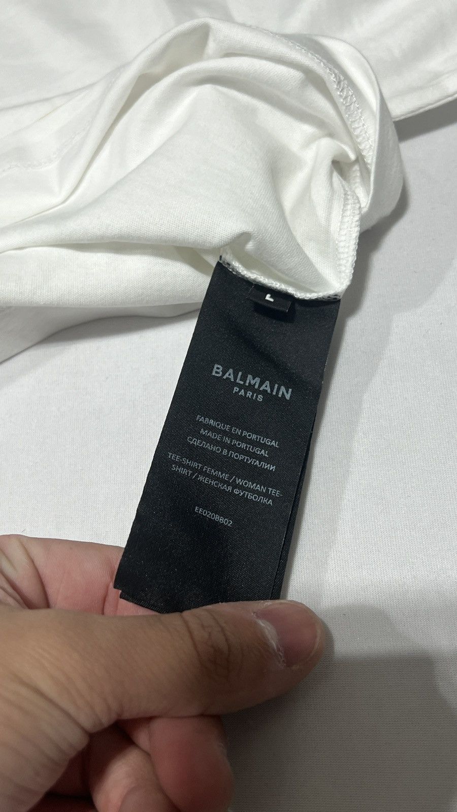 Balmain Balmain Paris White Crop Tee Size L / US 10 / IT 46 - 4 Thumbnail