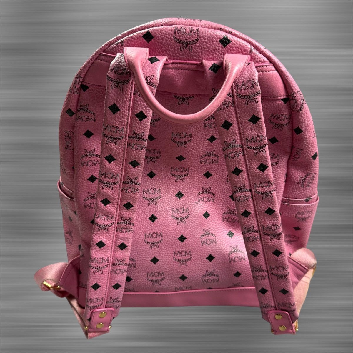 MCM MCM Visetos ‘Pink’ Studs Backpack Size ONE SIZE - 3 Thumbnail